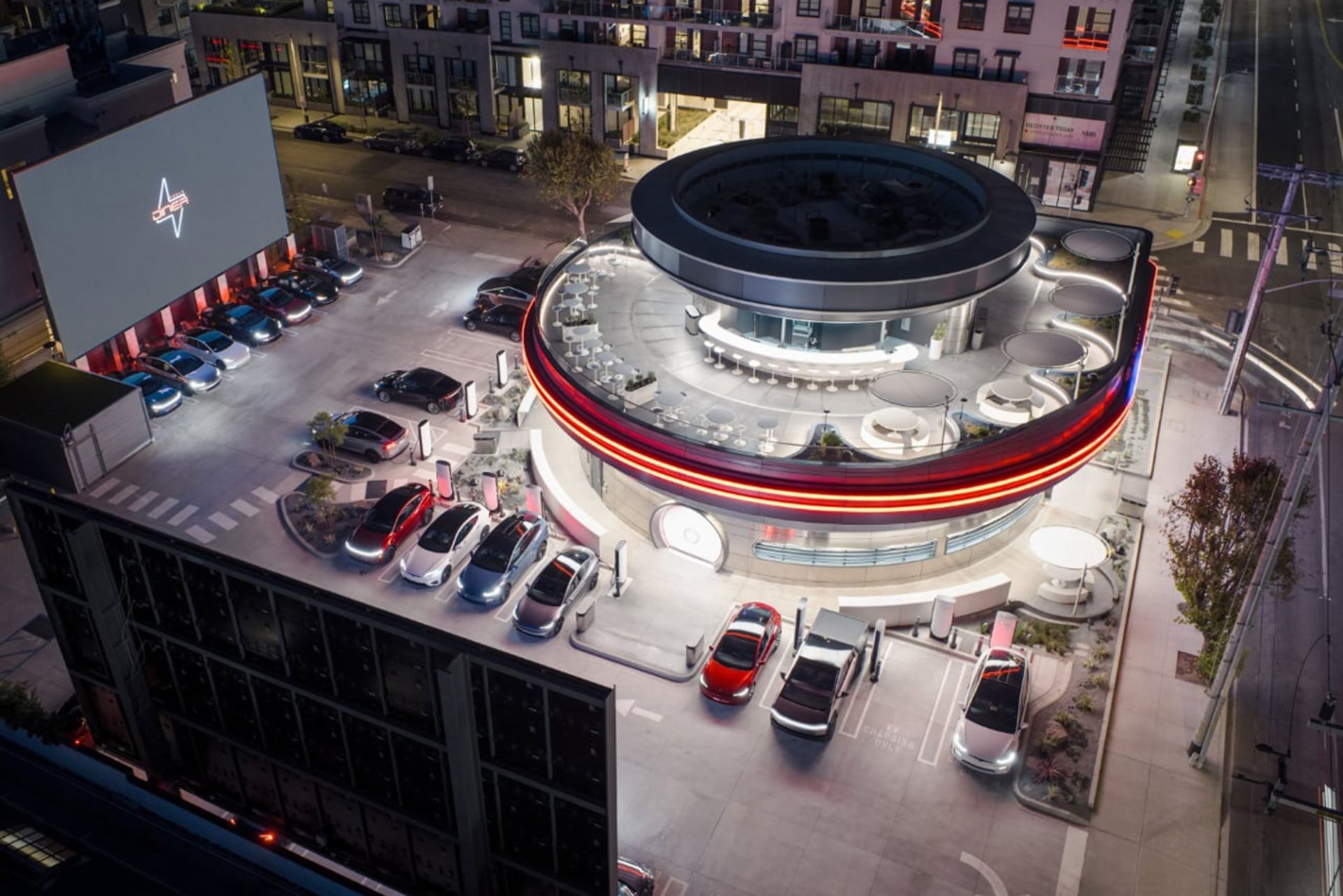 عکس هوایی از رستوران تسلا داینر