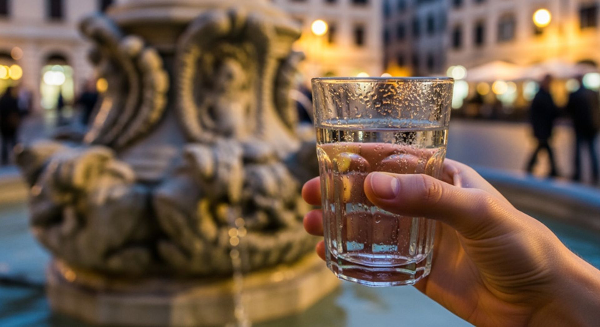 پر کردن لیوان آب در میدان تاریخی ایتالیا