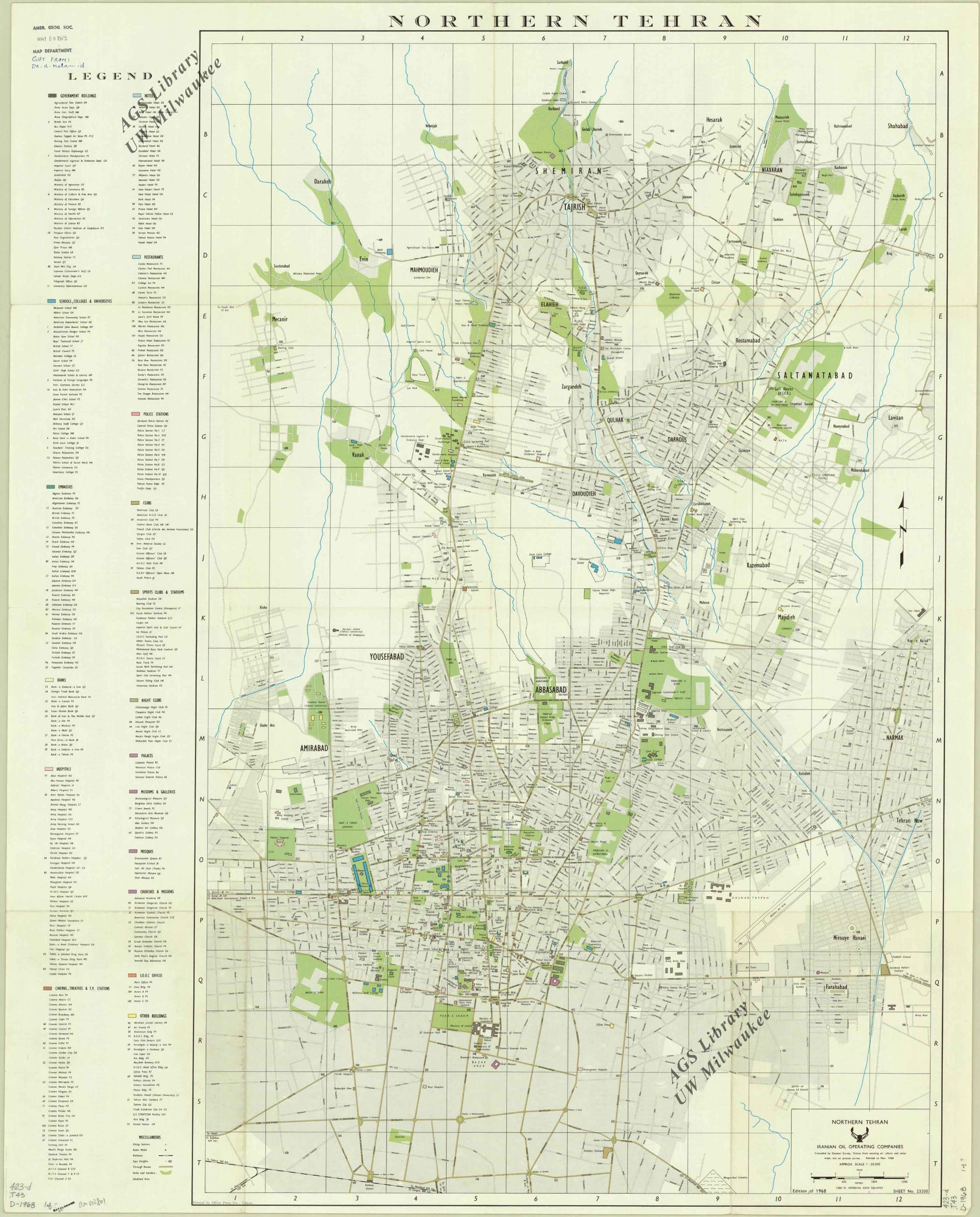 نقشه تاریخی تهران سال ۱۳۴۶