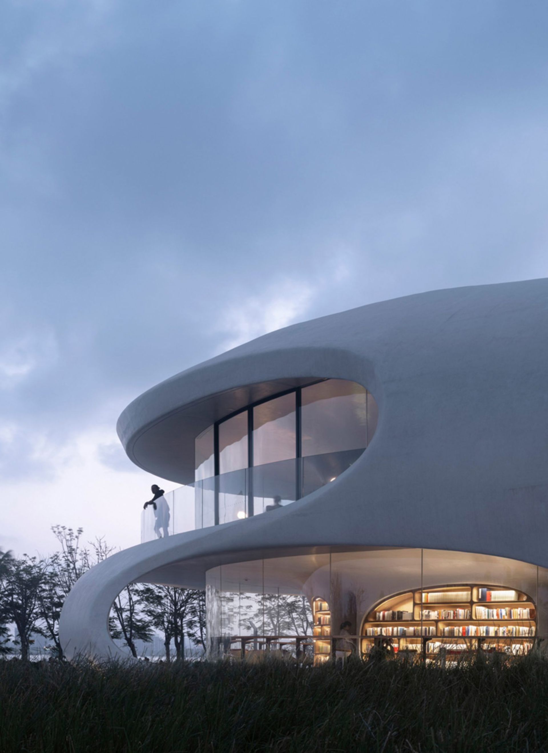 تراس کتابخانه ابرمنظر هایکو در چین