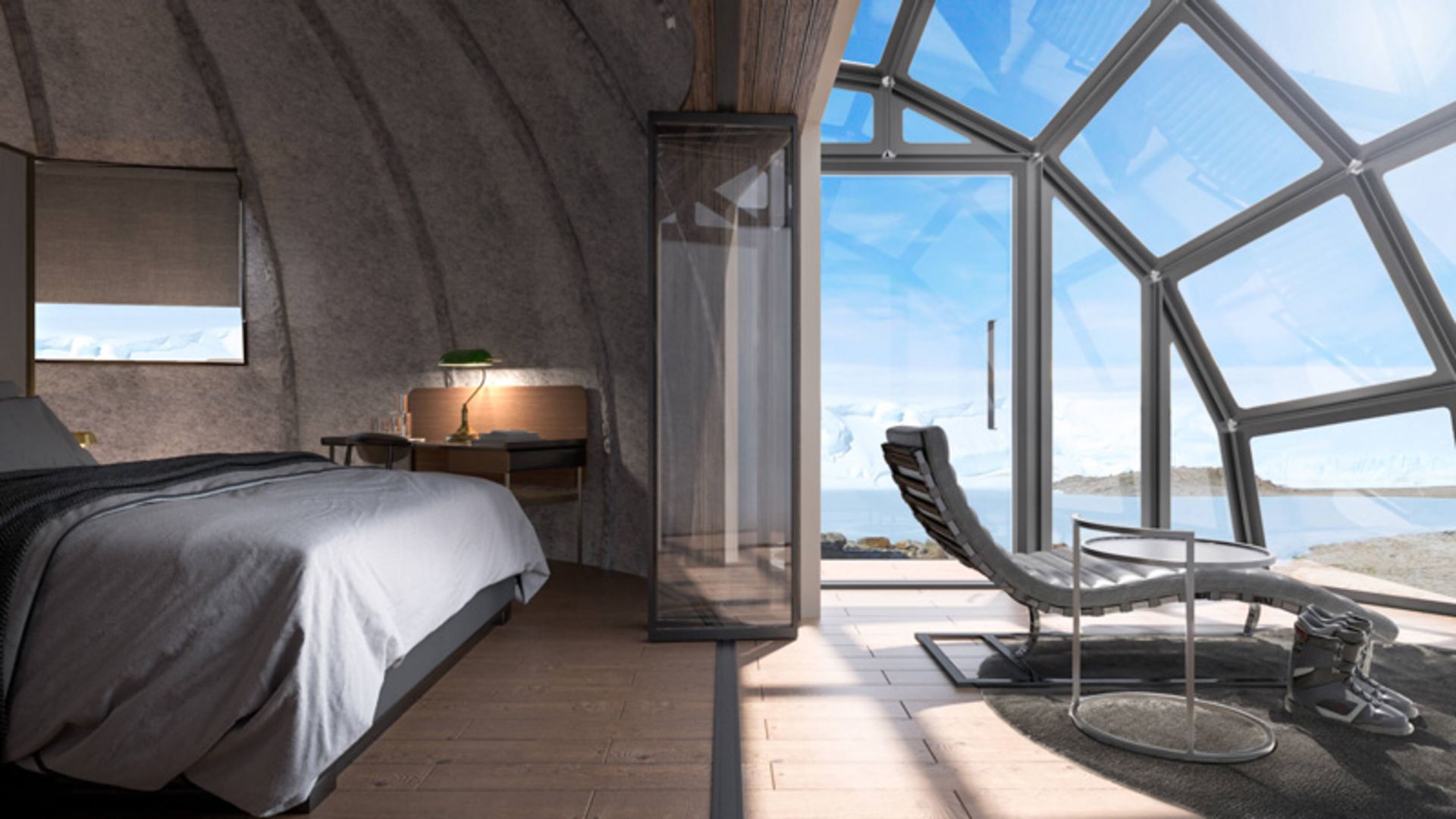 تخت خواب و صندلی استراحت اقامتگاه‌های صحرای سفید جنوبگان