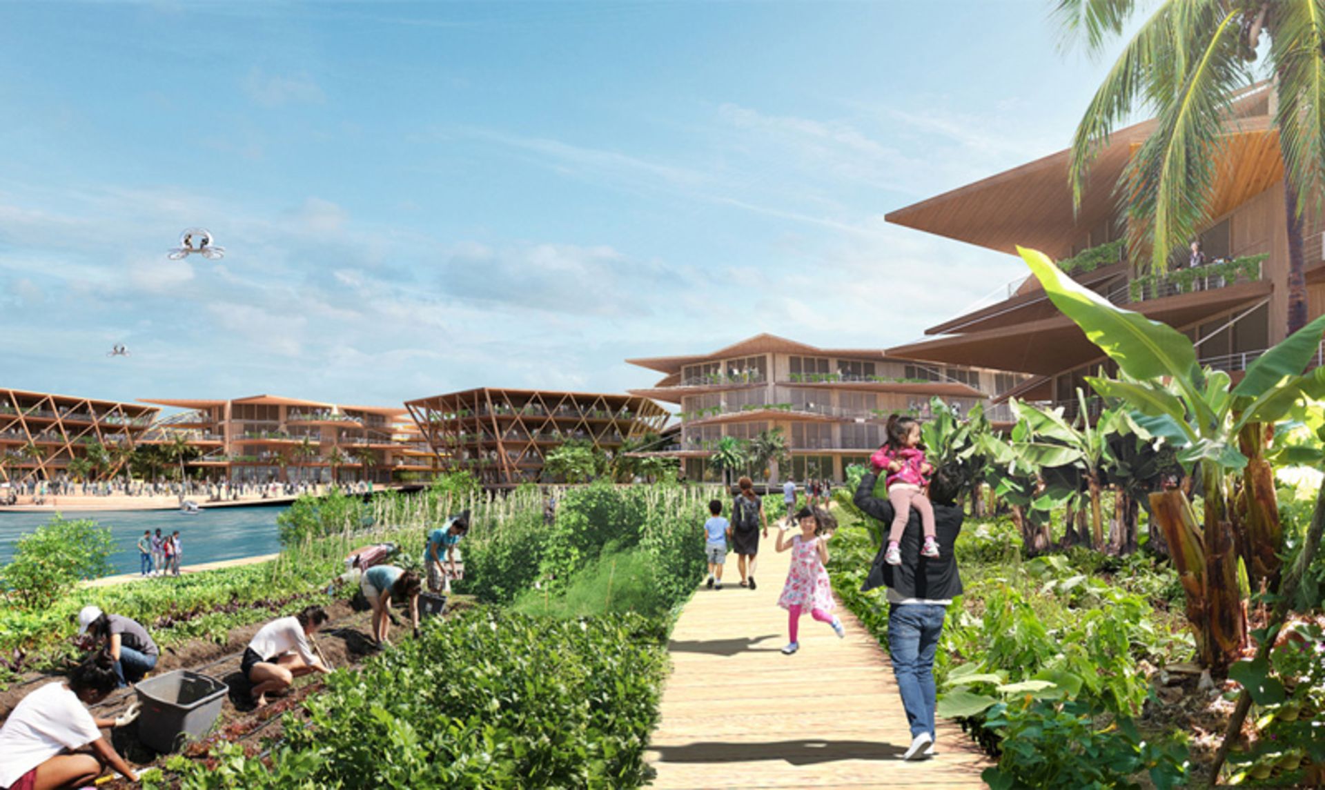 مسیرهای پیاده‌روی در شهر پایدار و شناور اوشنیکس