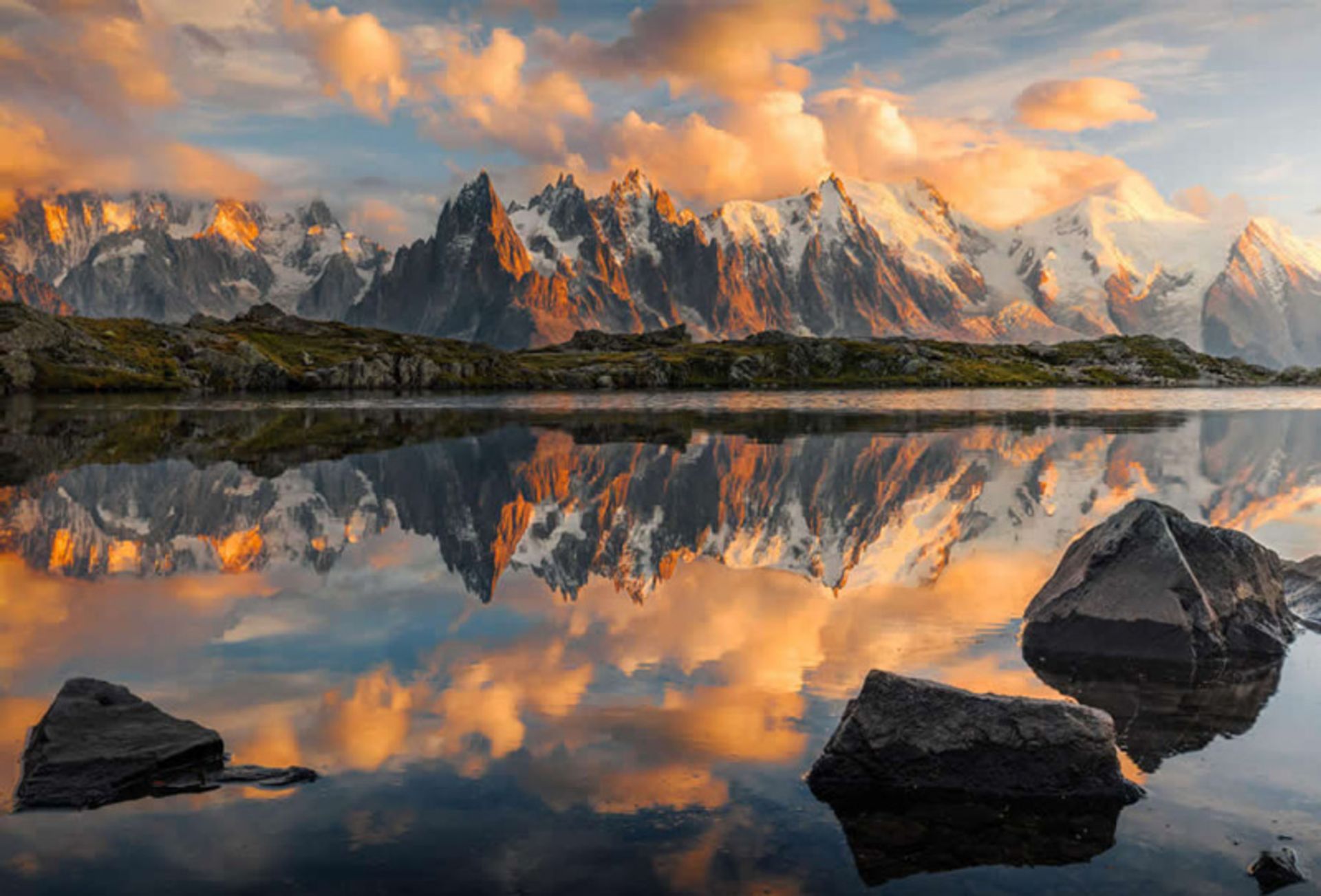 انعکاس کوهستان روی دریاچه