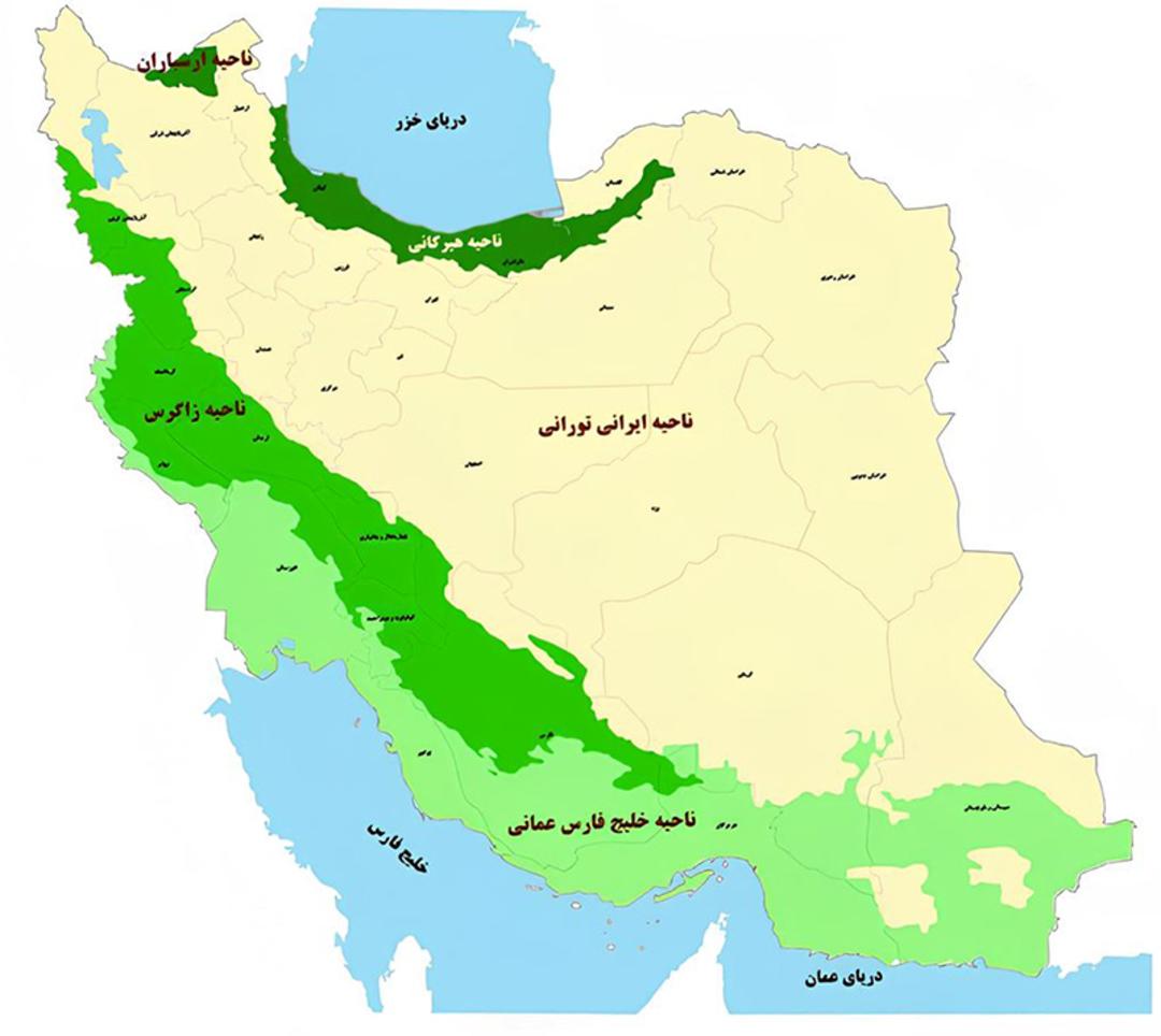 نقشه جنگل های هیرکانی ایران