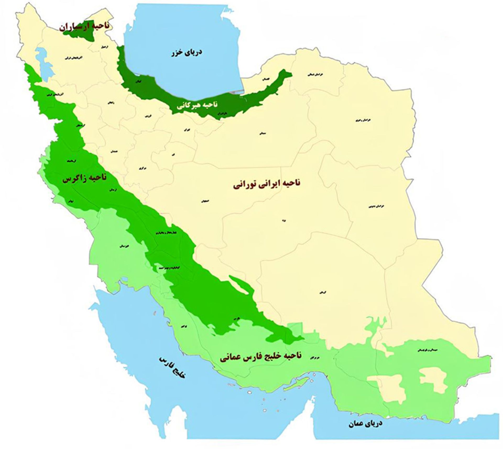 نقشه جنگل های هیرکانی ایران