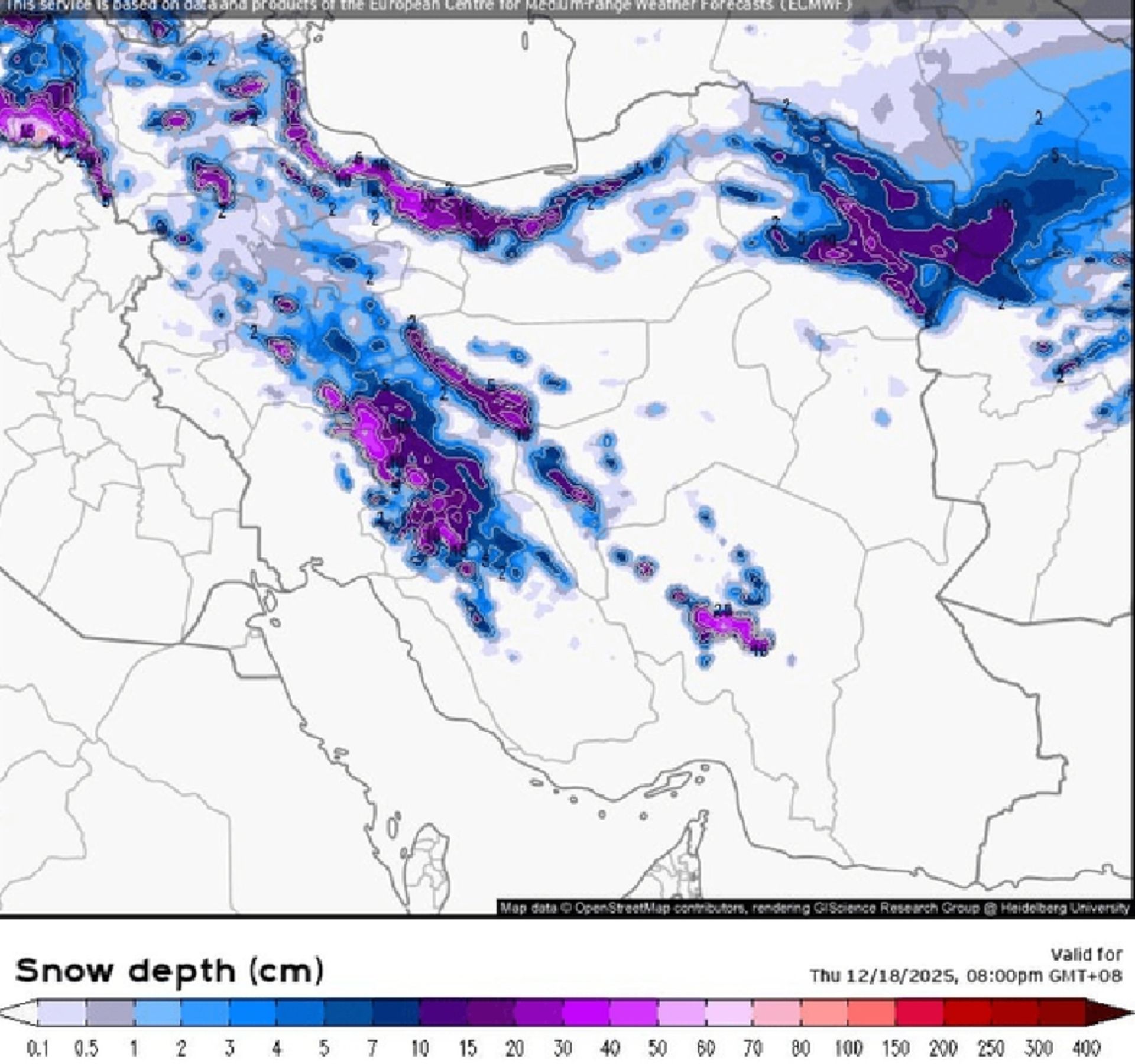 نقشه بارش برف ۰۴
