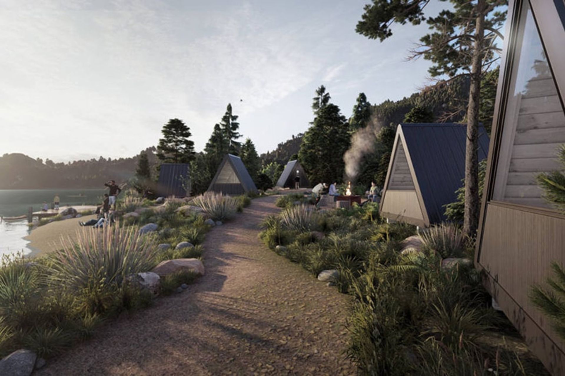 مجموعه کلبه‌های بی‌وی در طبیعت