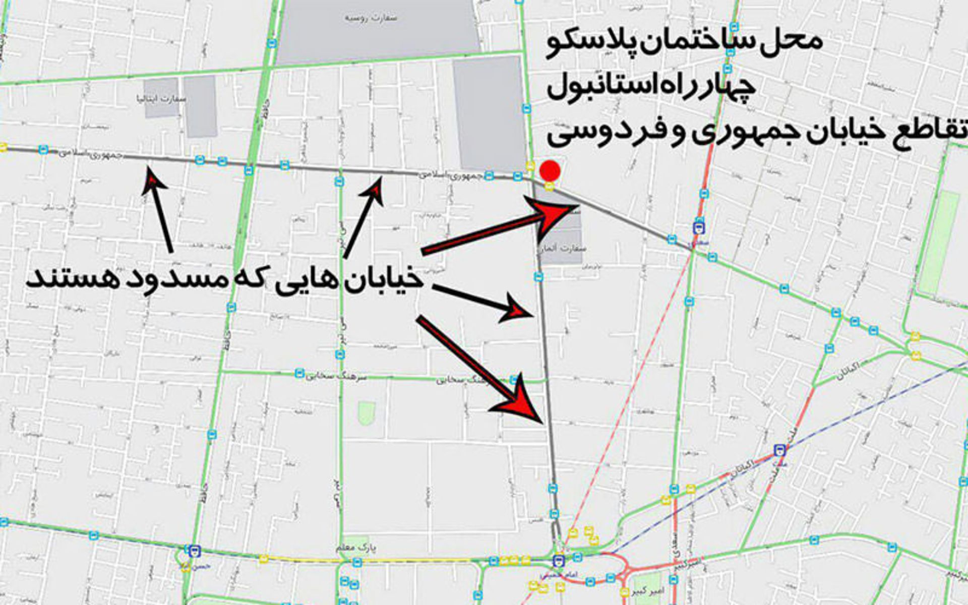 محدودیت های ترافیکی اطراف پلاسکو