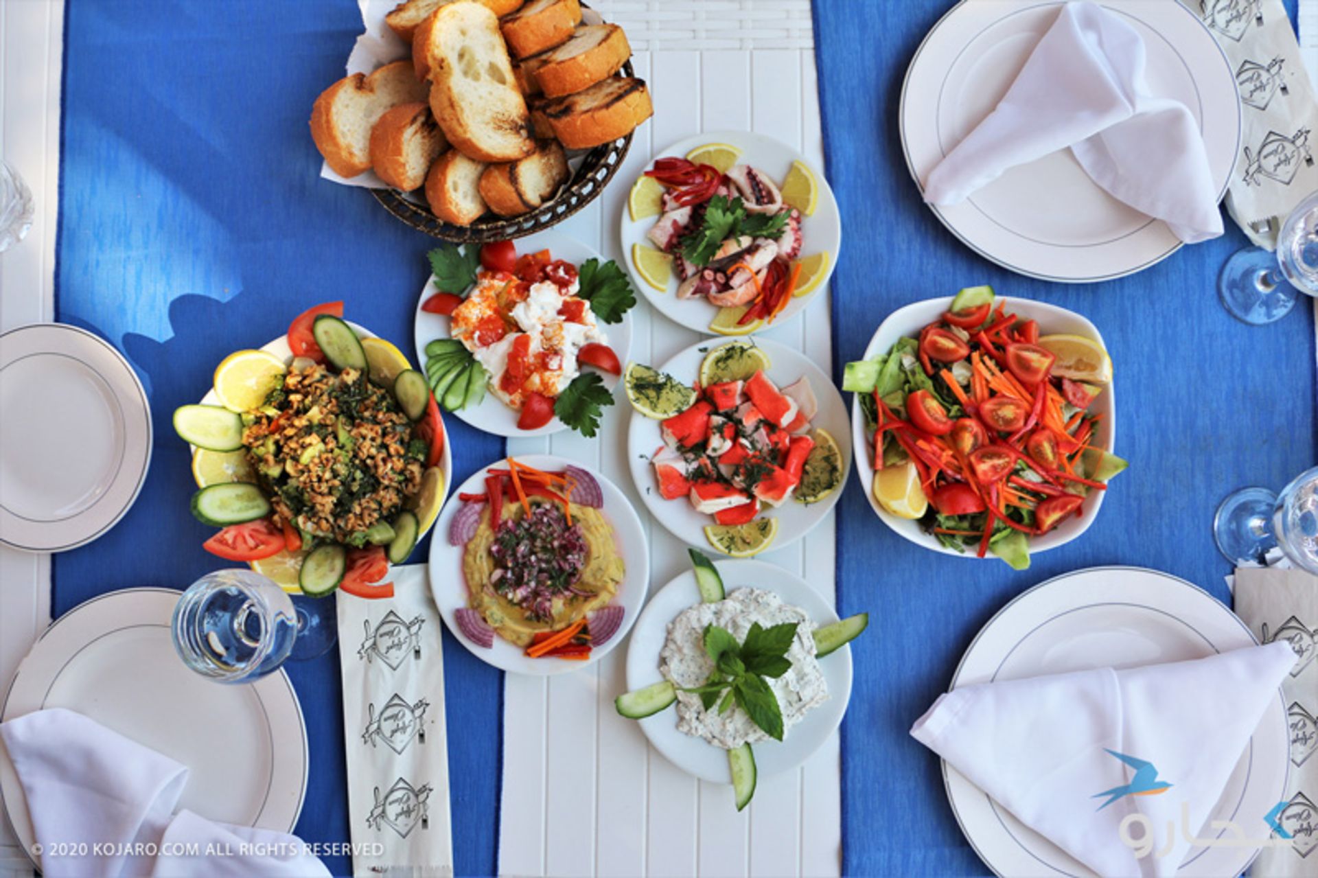 پیش‌غذاهای دریایی مدیترانه در رستوران ماهی پینار آنتالیا