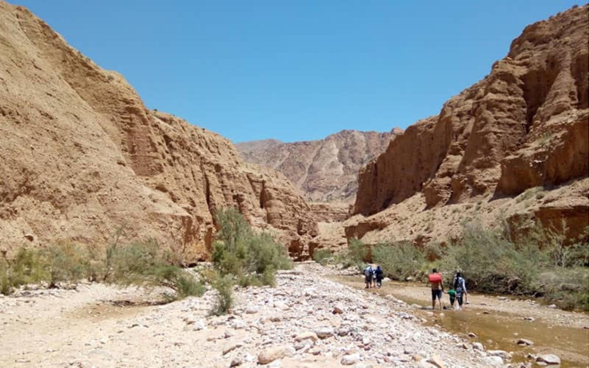 گردشگران در حال پیاده روی در مسیر چشمه مرتضی علی