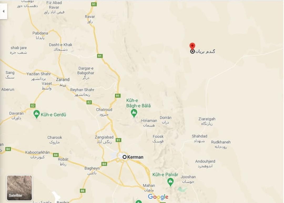 گندم بریان روی نقشه