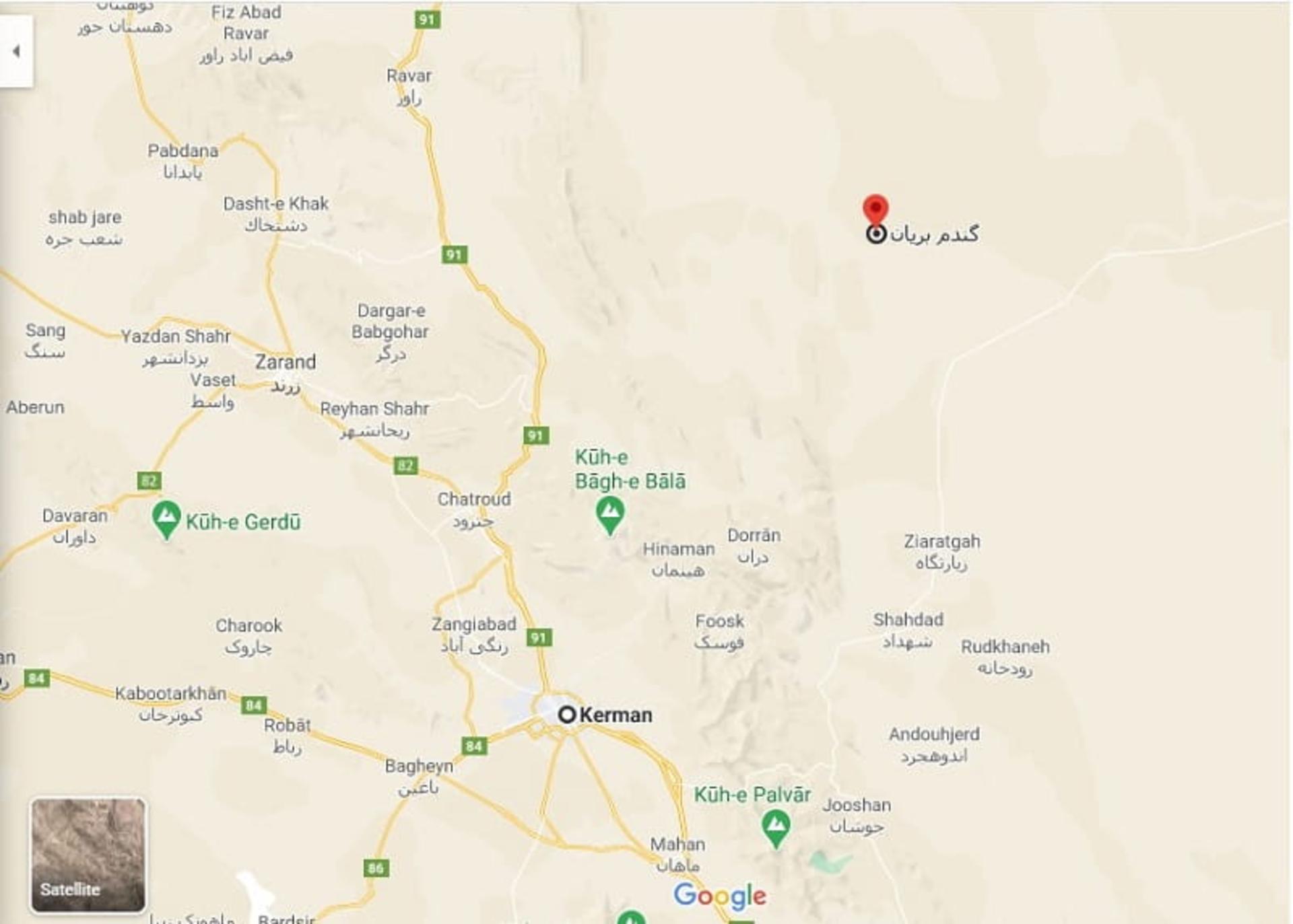 گندم بریان روی نقشه