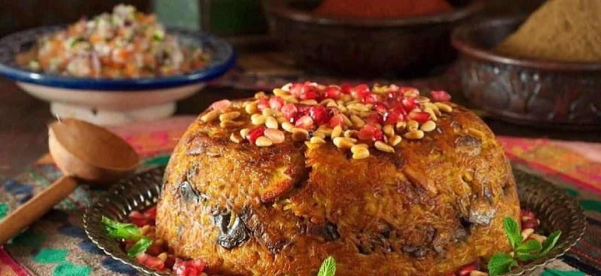 مقلوبه مرغ و بادمجان 