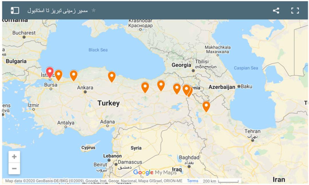 مسیر زمینی تبریز تا استانبول