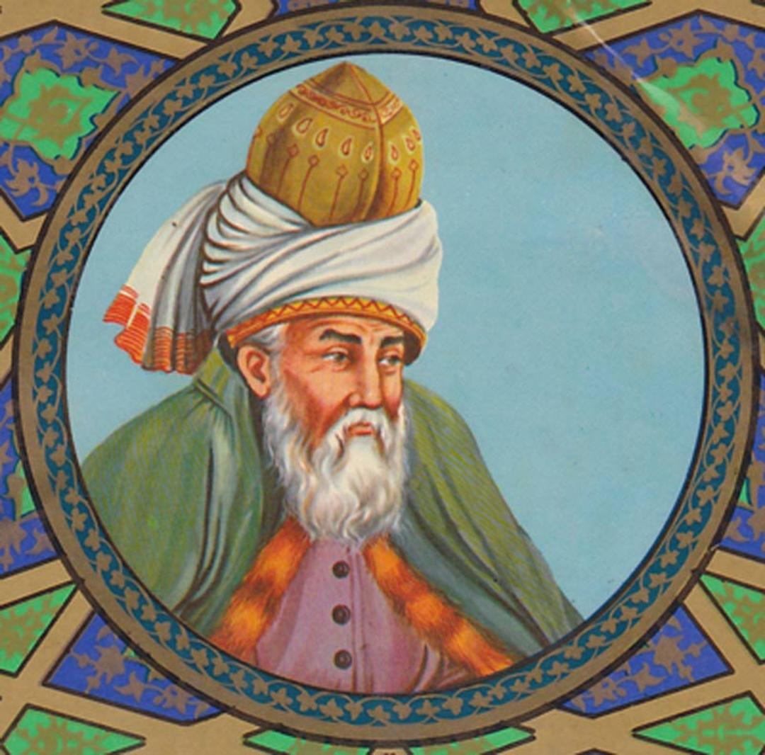 نقاشی مینیاتوری از چهره مولانا (مولوی)