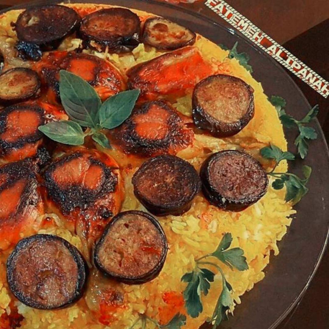 ته انداز مرغ و بادنجان