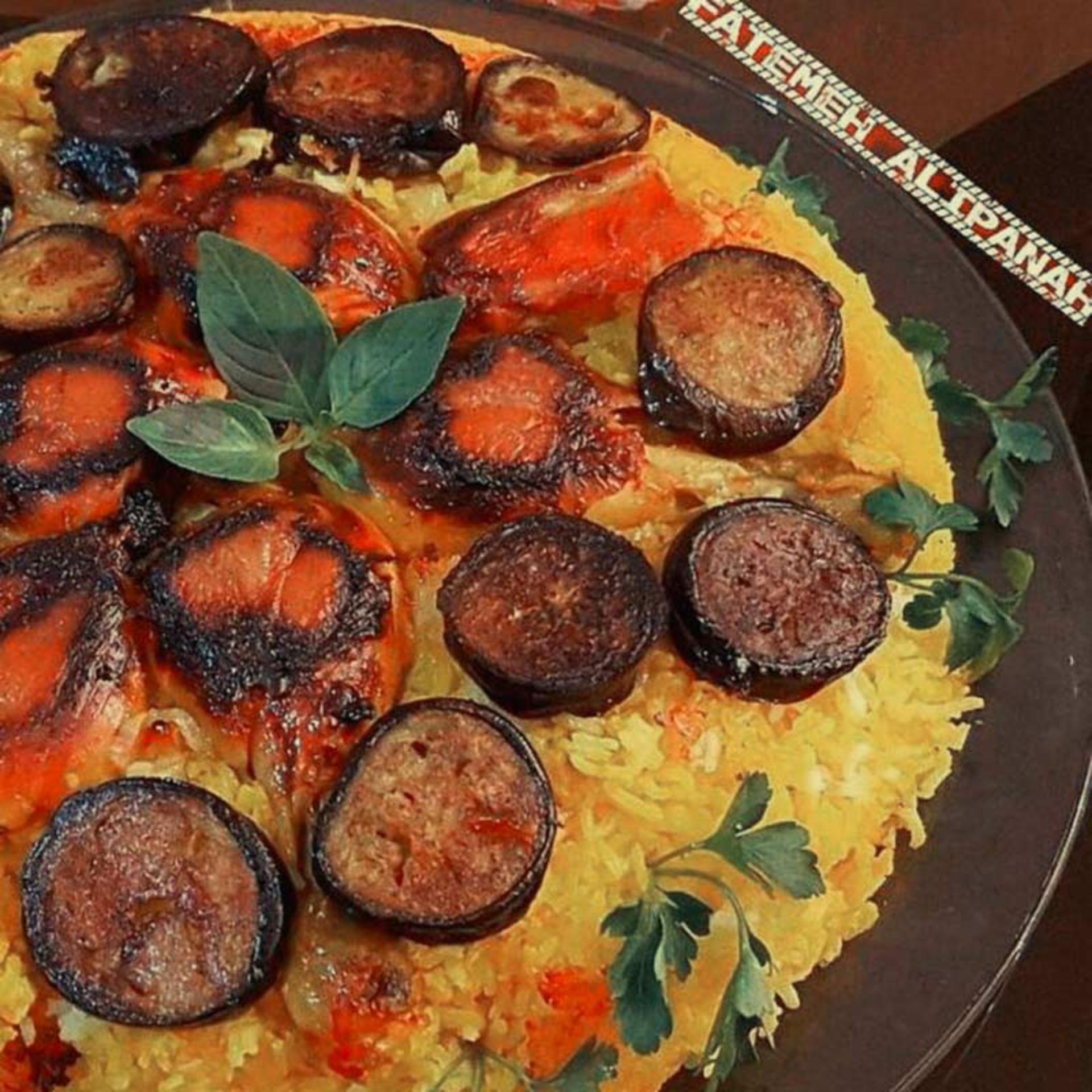 ته انداز مرغ و بادنجان