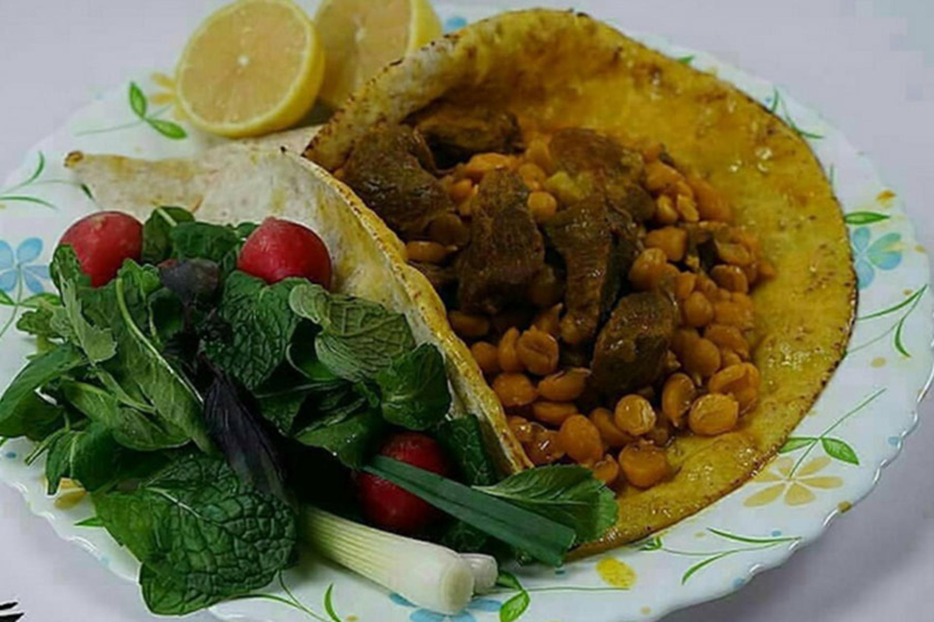 نان چرب با لیموترش و سبزی خوردن