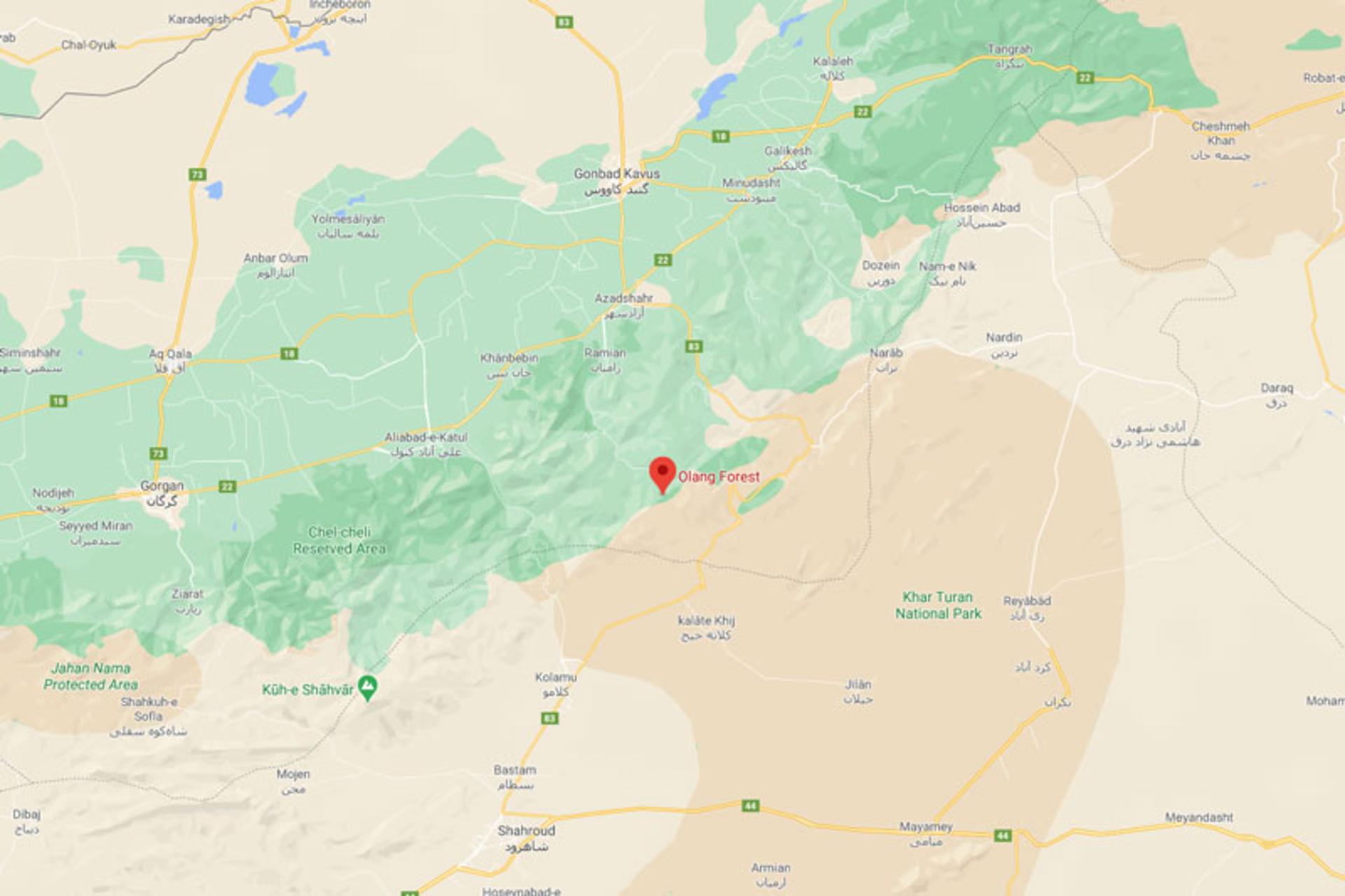 موقعیت جغرافیایی جنگل اولنگ