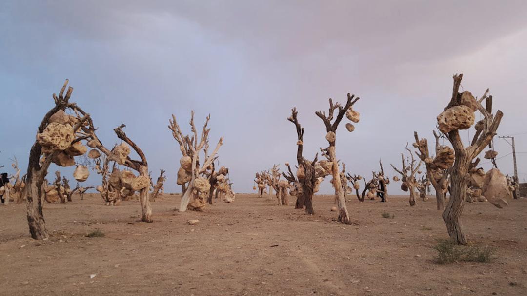 باغ سنگی سیرجان زیر آسمان ابری