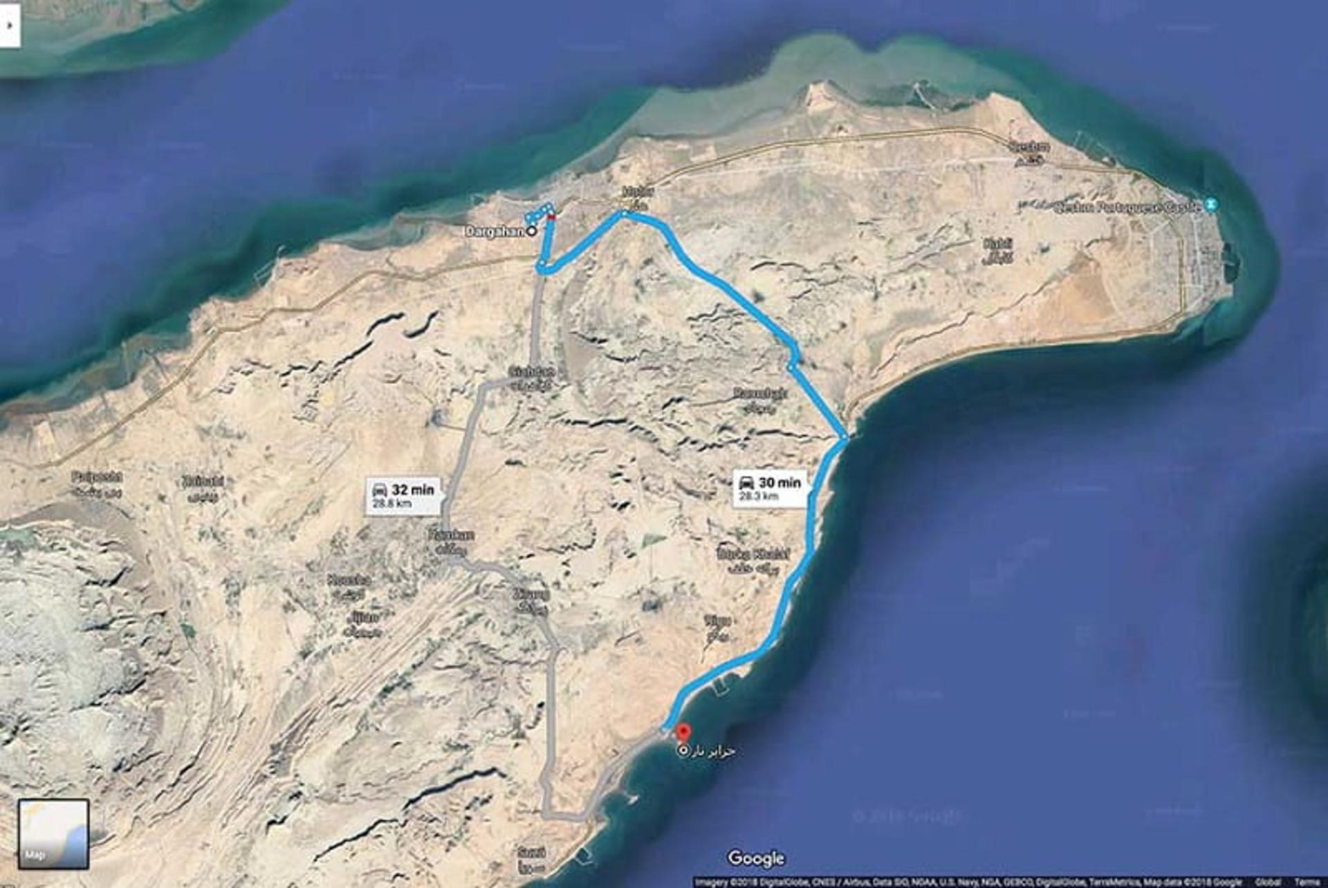 مسیر اول از درگهان به جزیره ناز