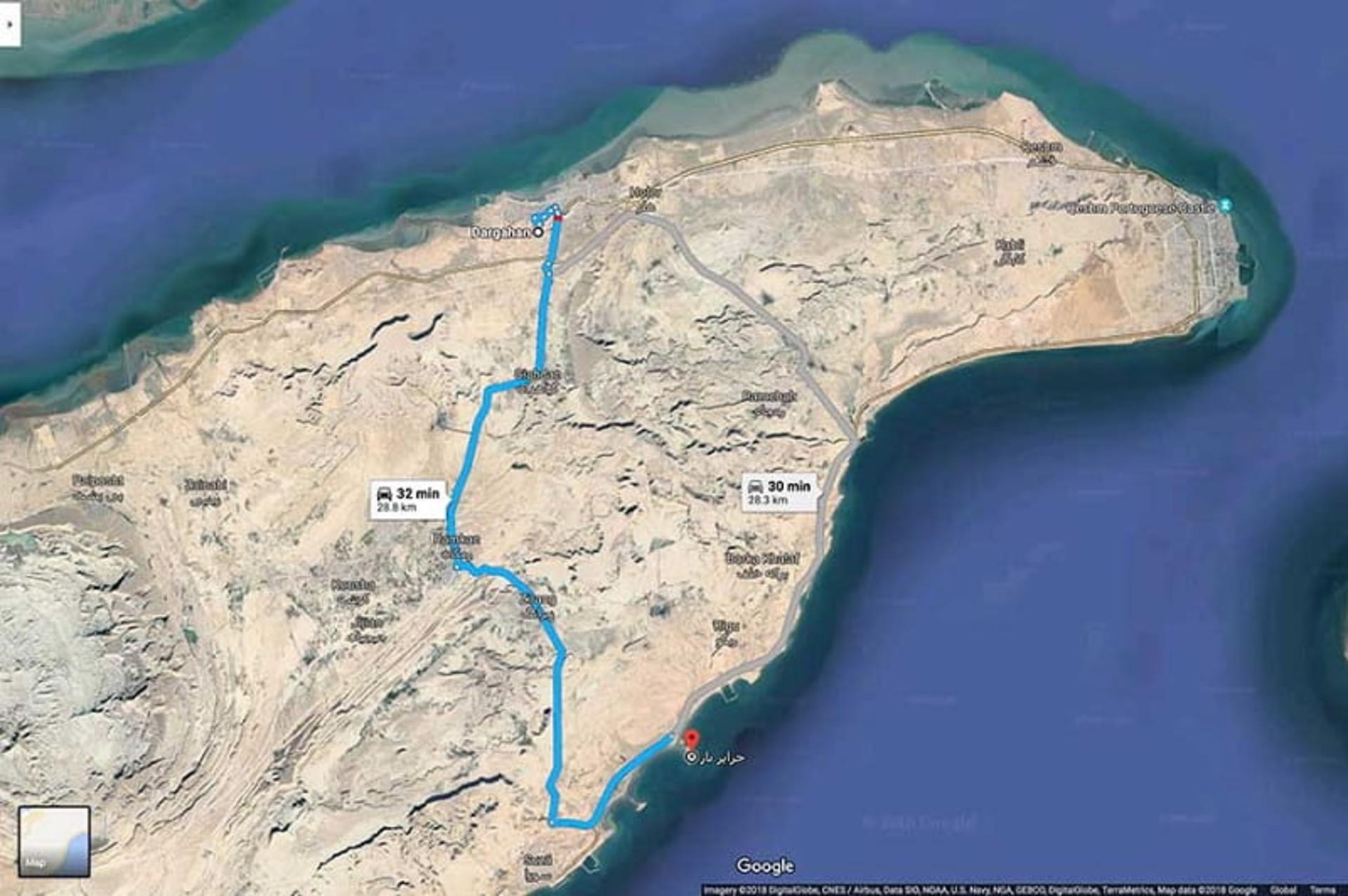 مسیر دومخ از درگهان به جزیره ناز