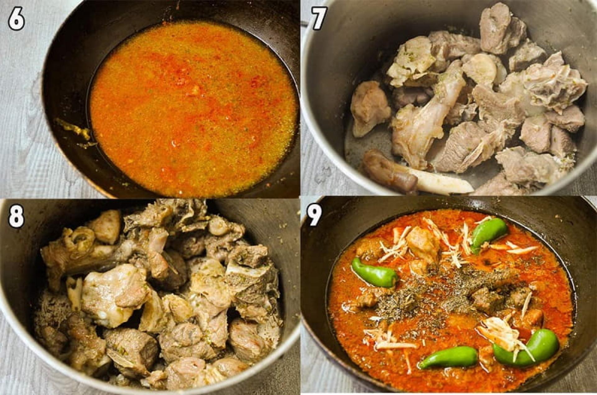 مراحل دوم طبخ کراهی گوشت