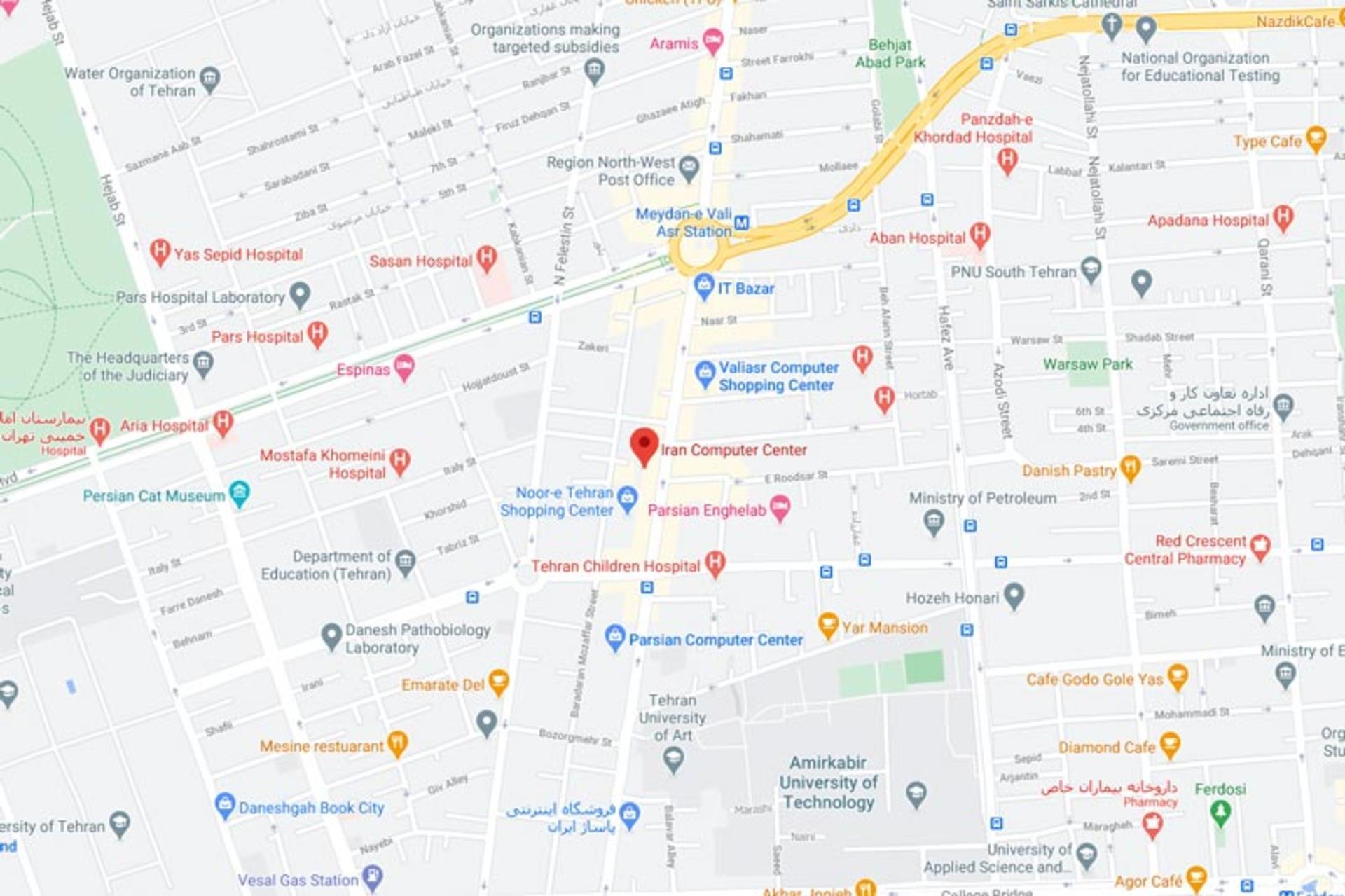 موقعیت جغرافیایی مرکز کامپیوتر ایران