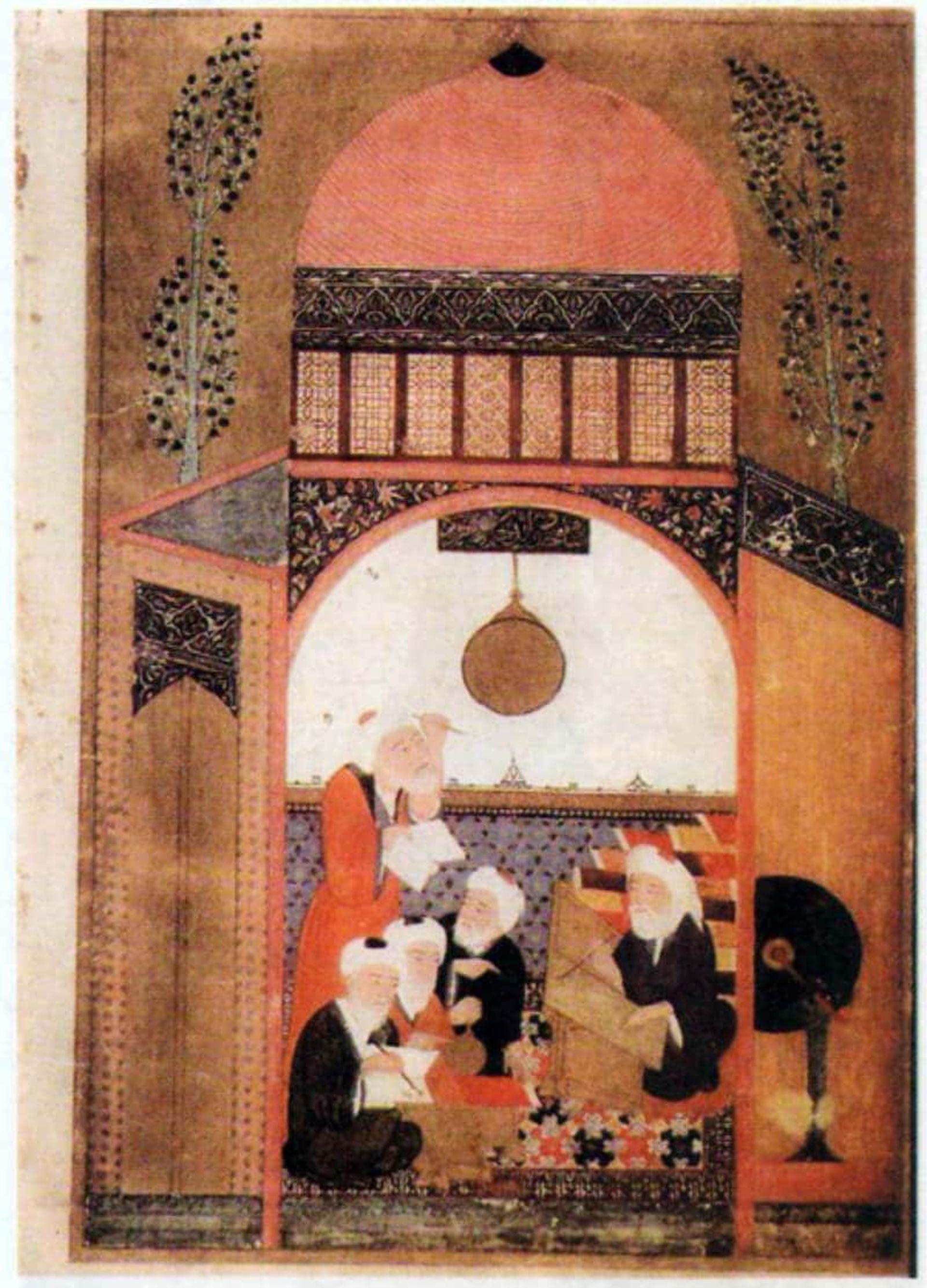 خواجه و دانشمندان در رصدخانه مراغه (متعلق به سال ۸۱۳قمری)