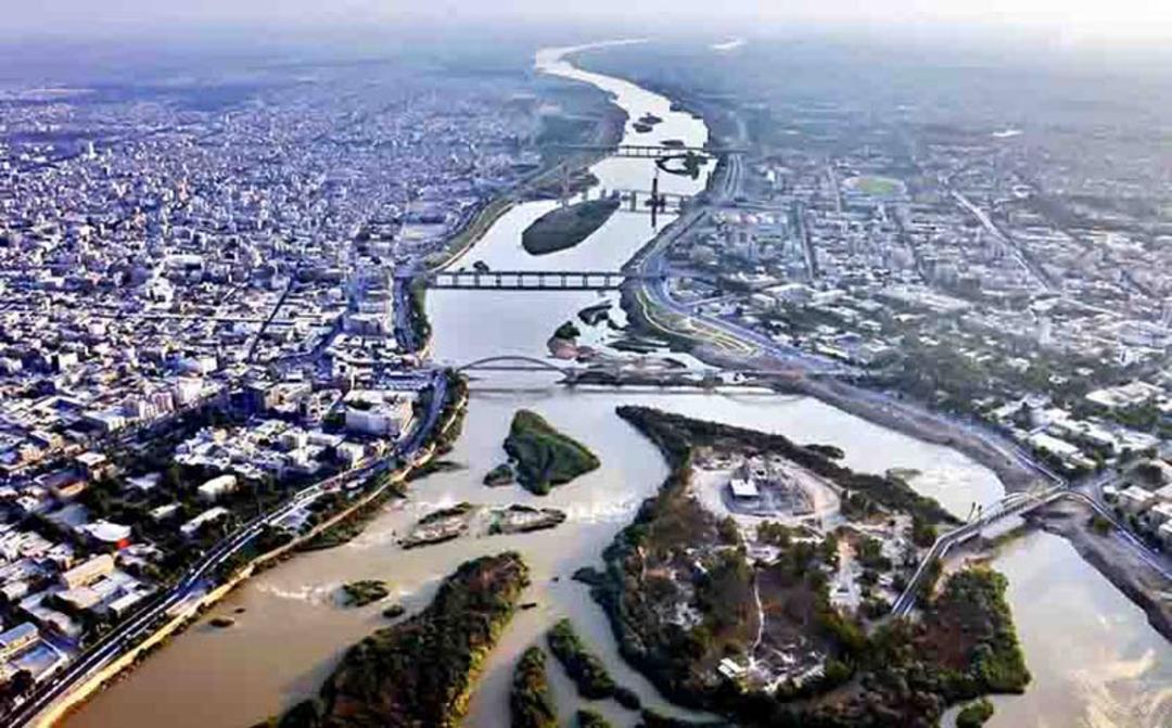 انشعاب های رود کارون از نمای بالا