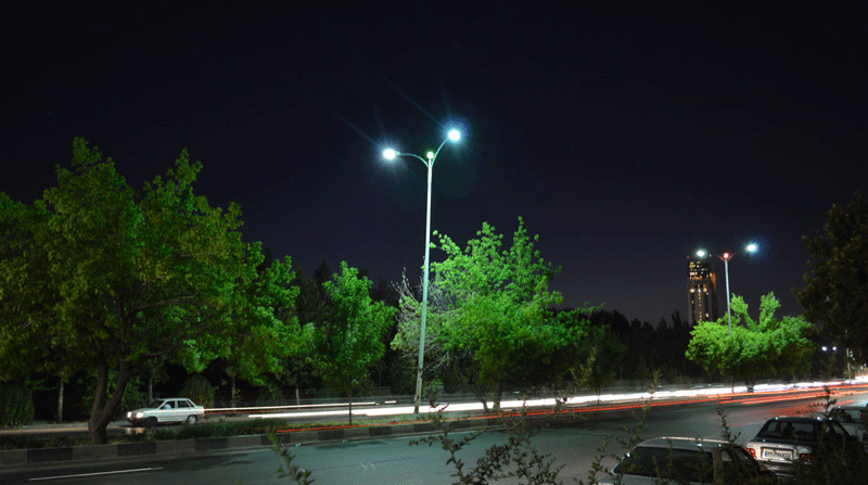 بلوار چمران شیراز در شب