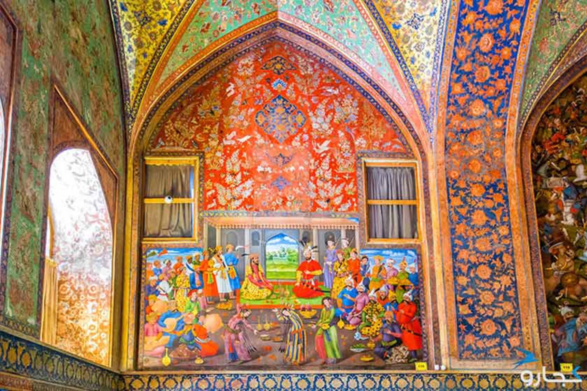 نقاشی شاه تهماسب یکم در پذیرایی از همایون در کاخ چهلستون