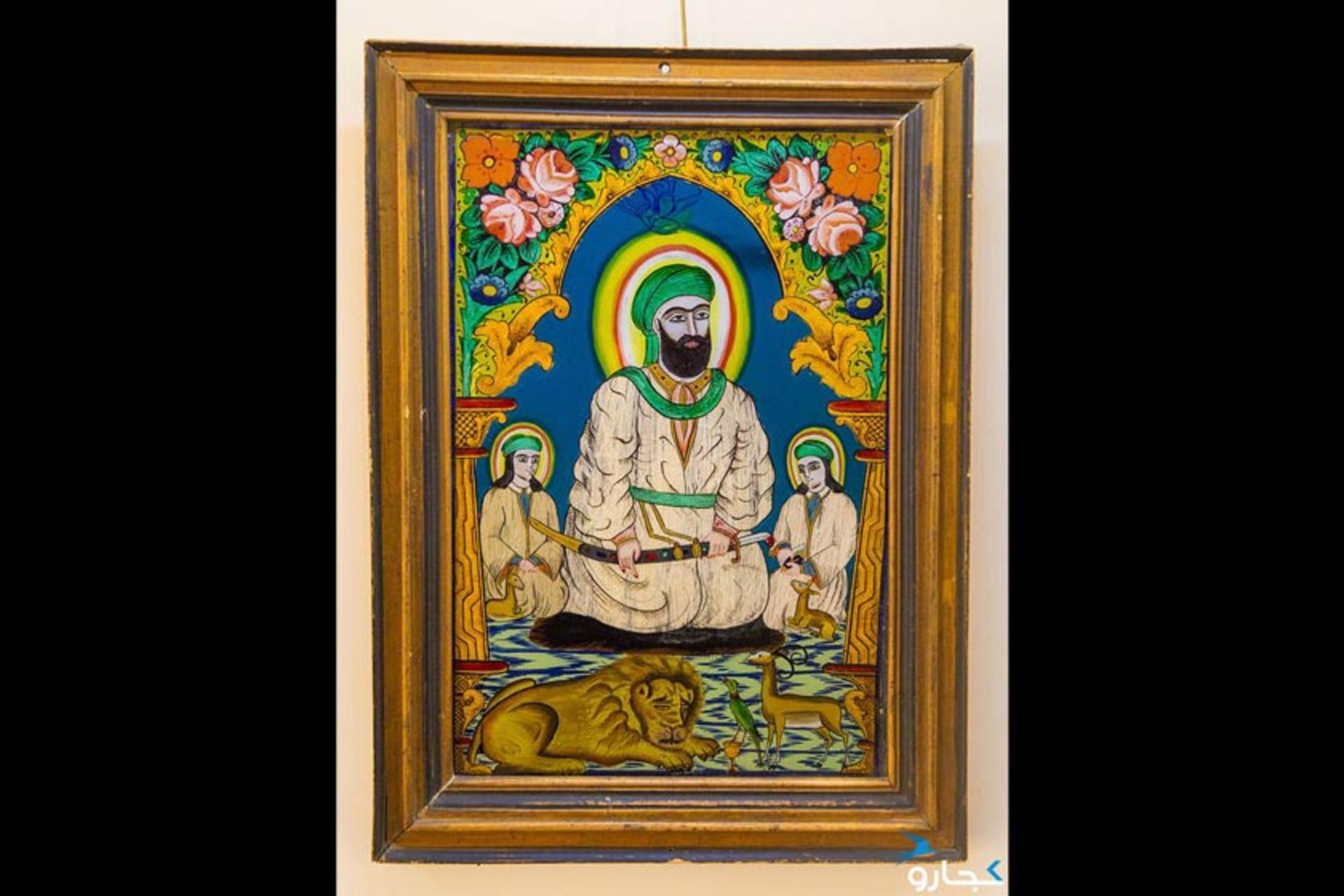 امام علی حسنین در موزه نقاشی پشت شیشه