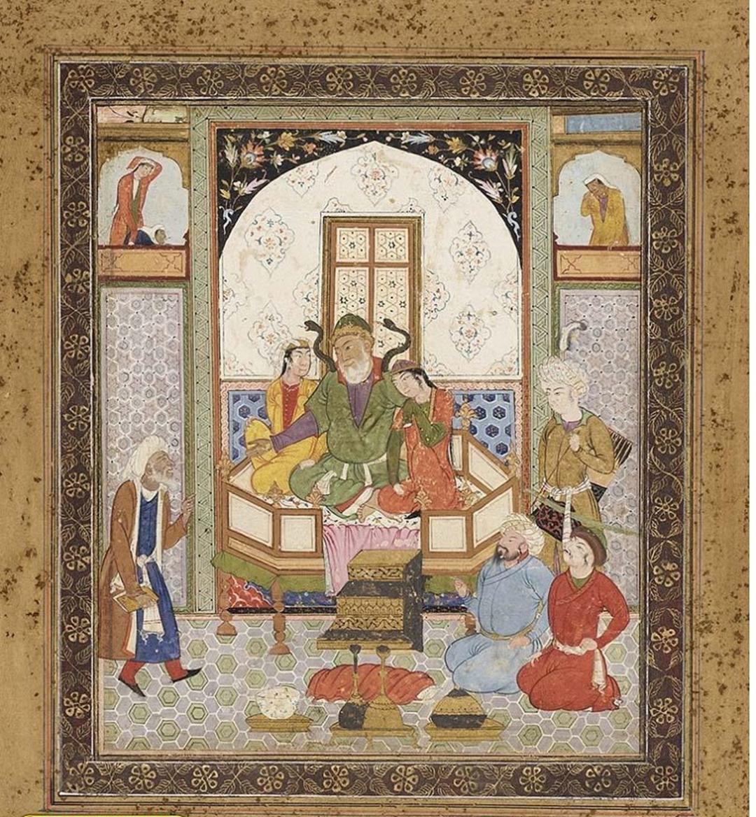 ضحاک در کنار دختران جمشید
