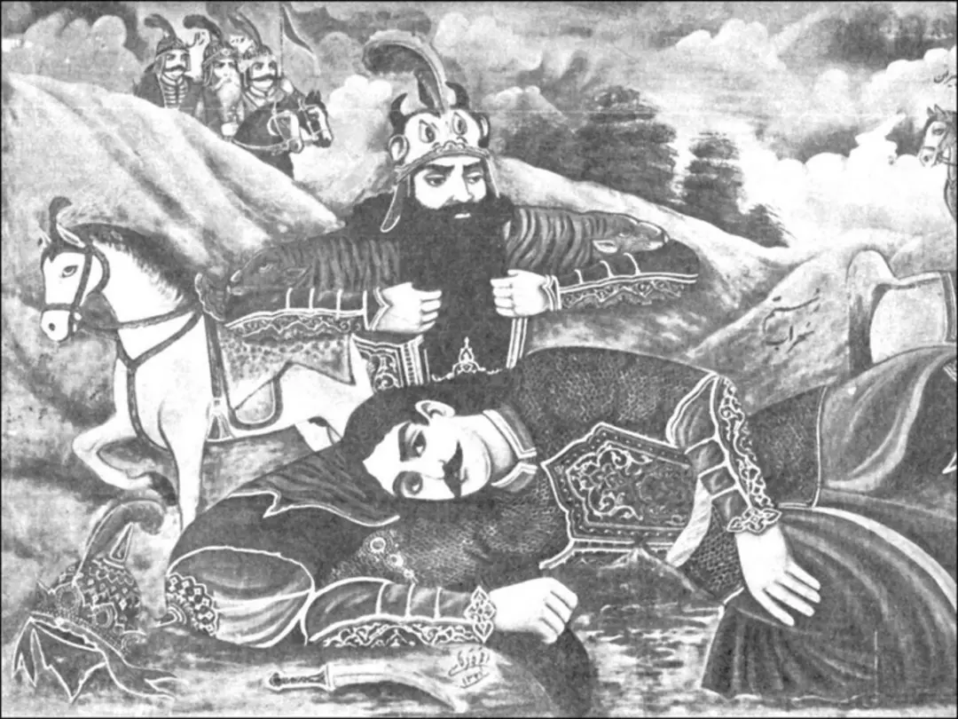 نفاشی از لحظه کشته شدن سهراب به دست رستم