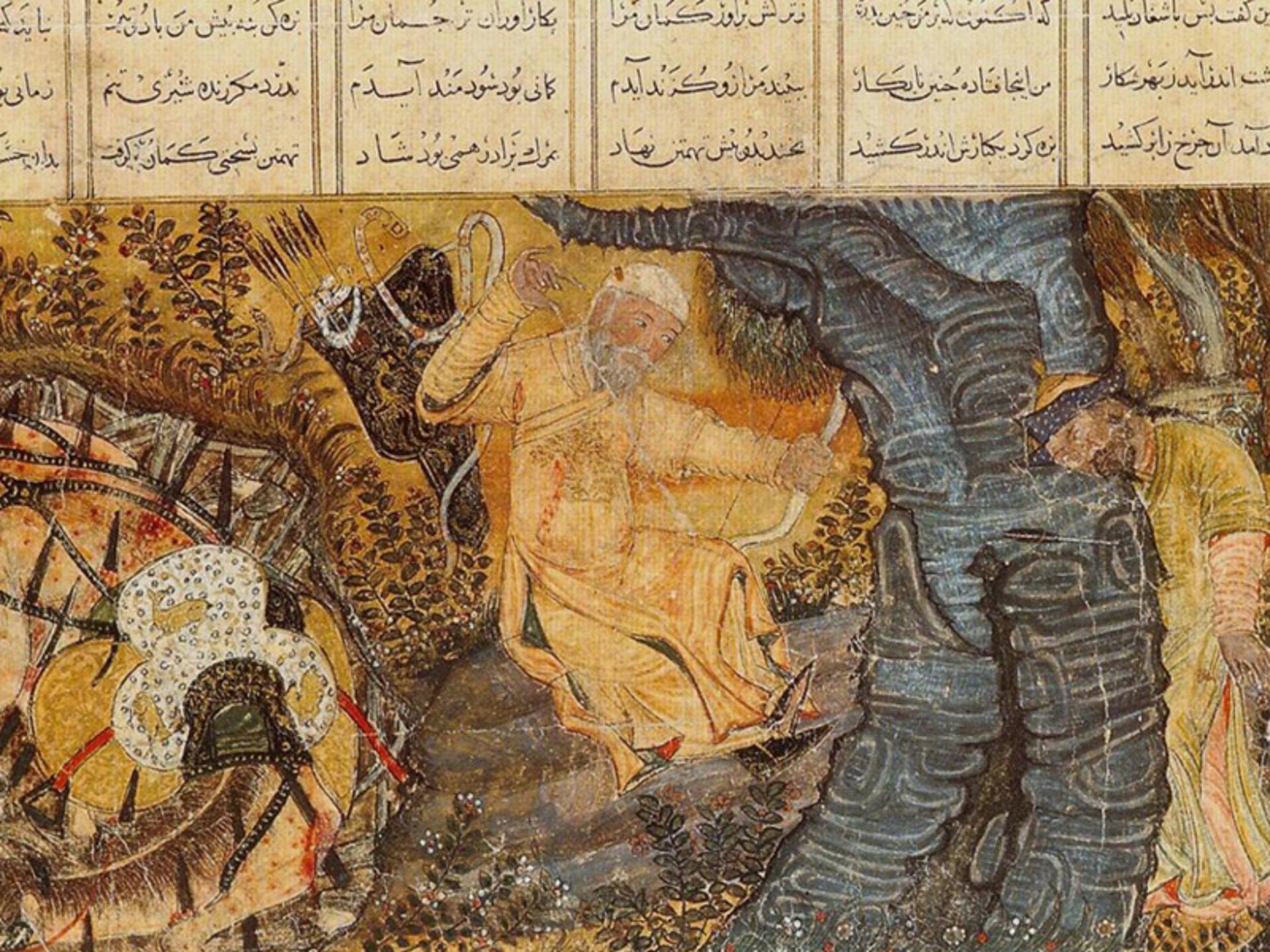 نقاشی تاریخی از صحنه کشته شدن رستم به دست شغاد