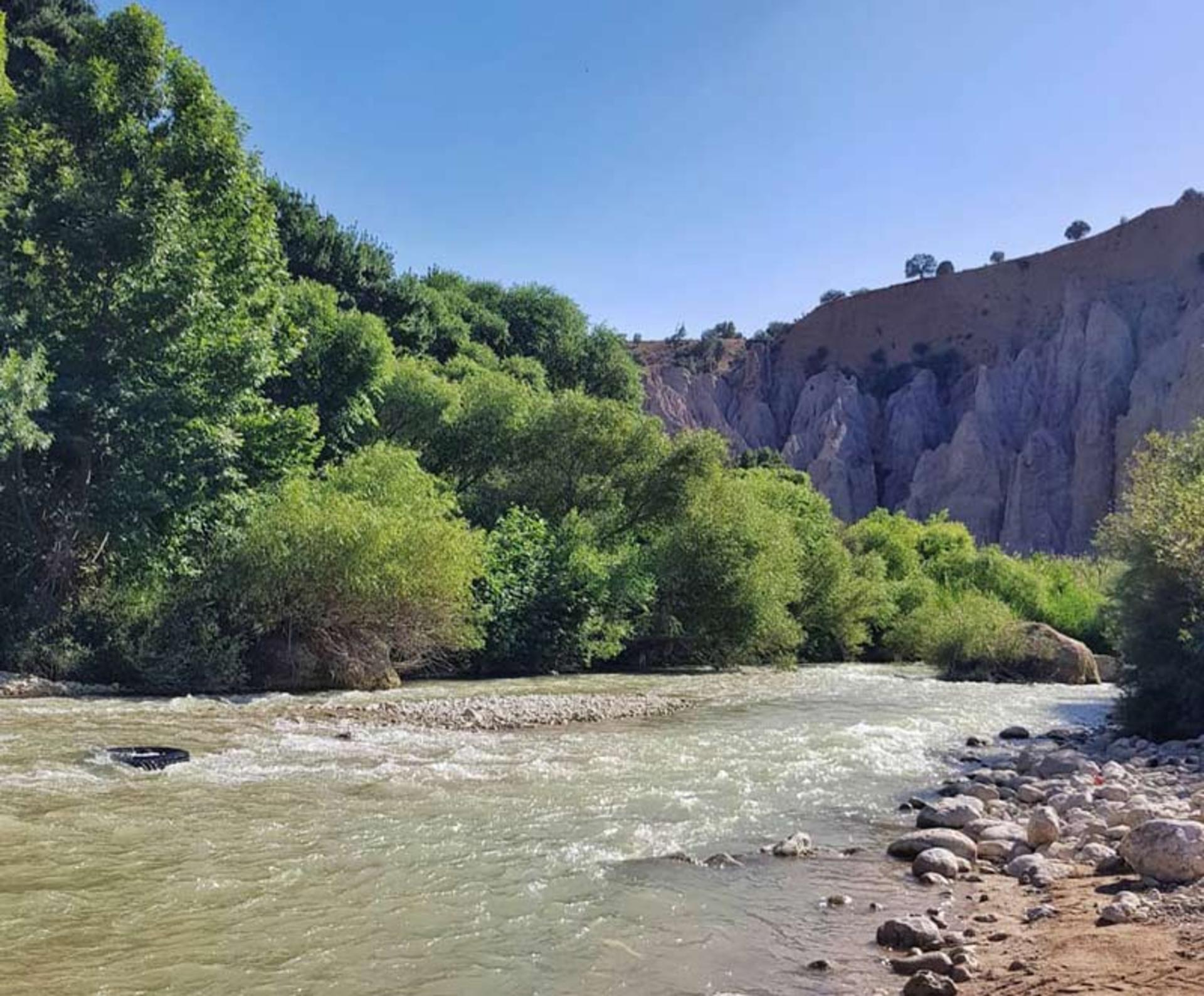 رودخانه در جوار درختان سبز و کوه در منطقه ماله گاله