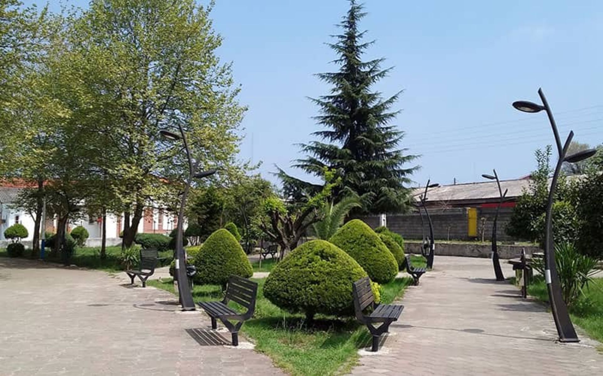 پارکی کوچک با درختان سرسبز