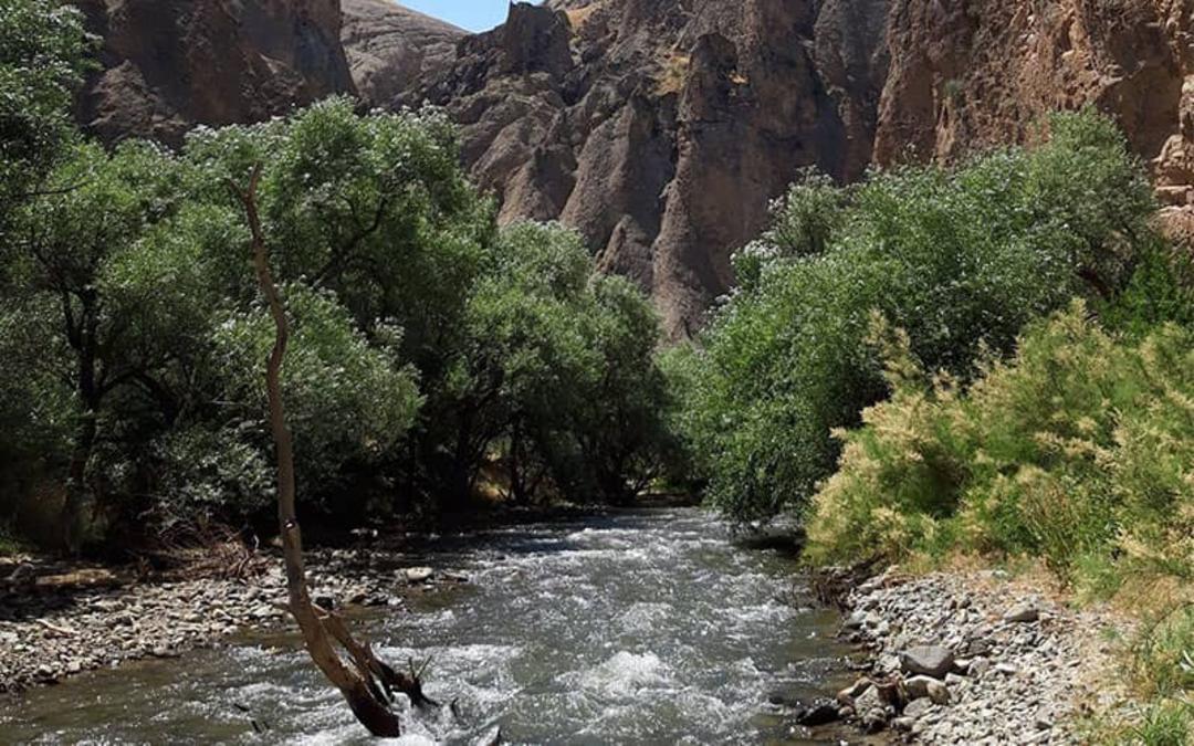جریان رودخانه از دل صخره ها