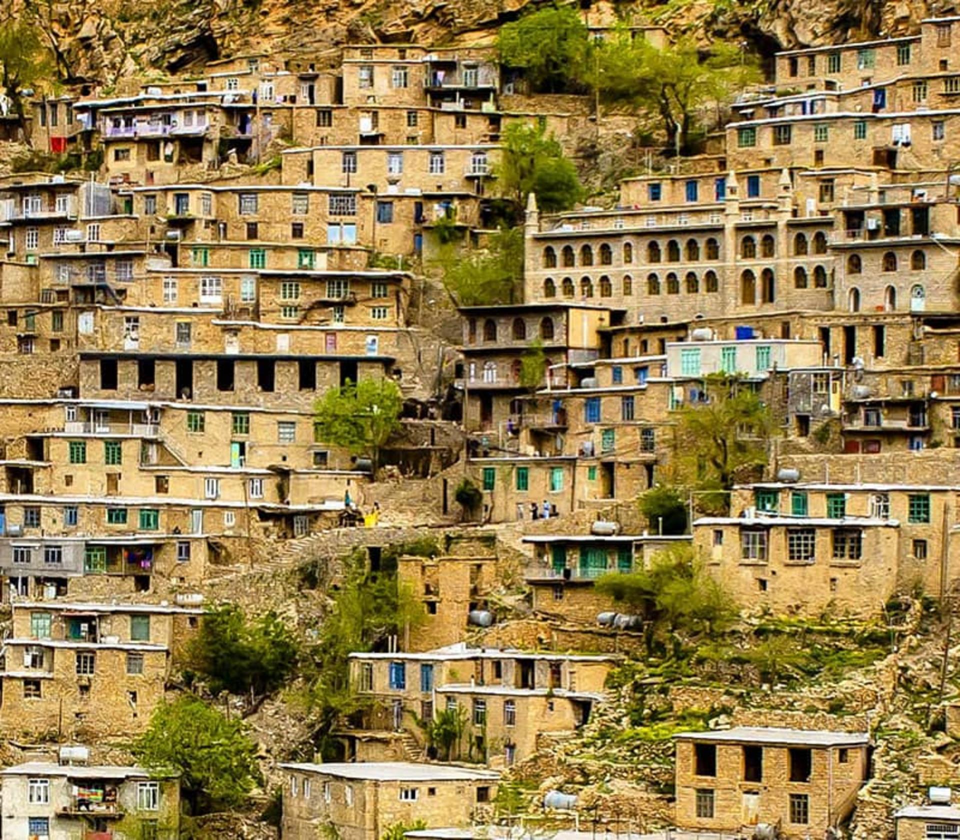 معماری پلکانی روستای اورامان تخت در کردستان