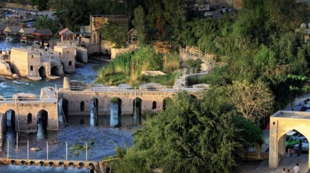 آسیاب های آبی دزفول در مسیر رودخانه دز از نمای بالا
