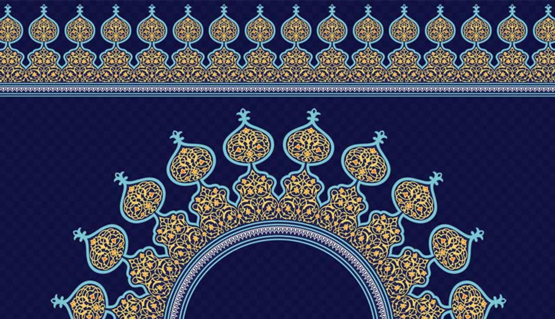 تذهیب با خطوط اسلیمی در زمینه آبی