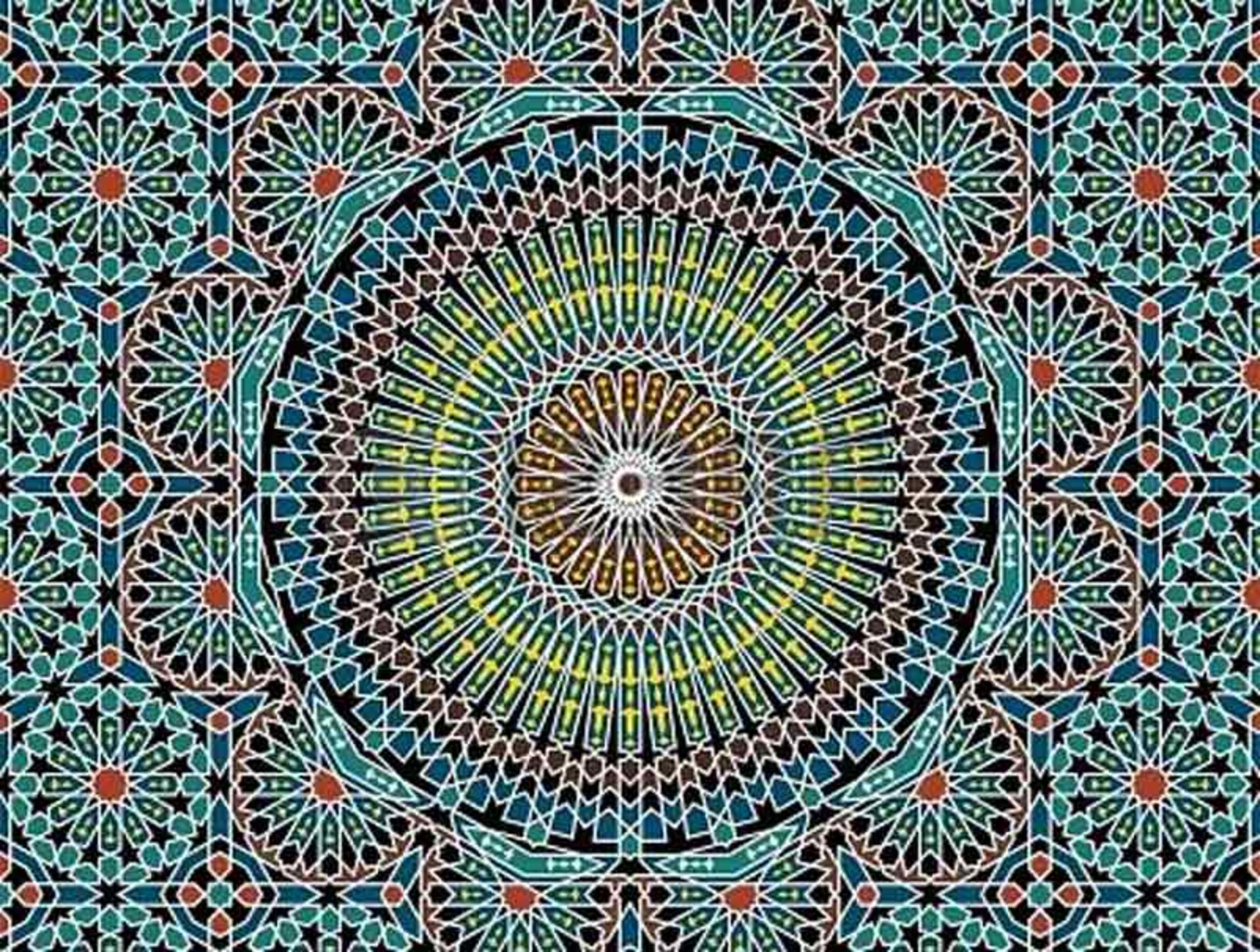 تذهیب اسلیمی با الگوی هندسی دایره و رنگ آبی