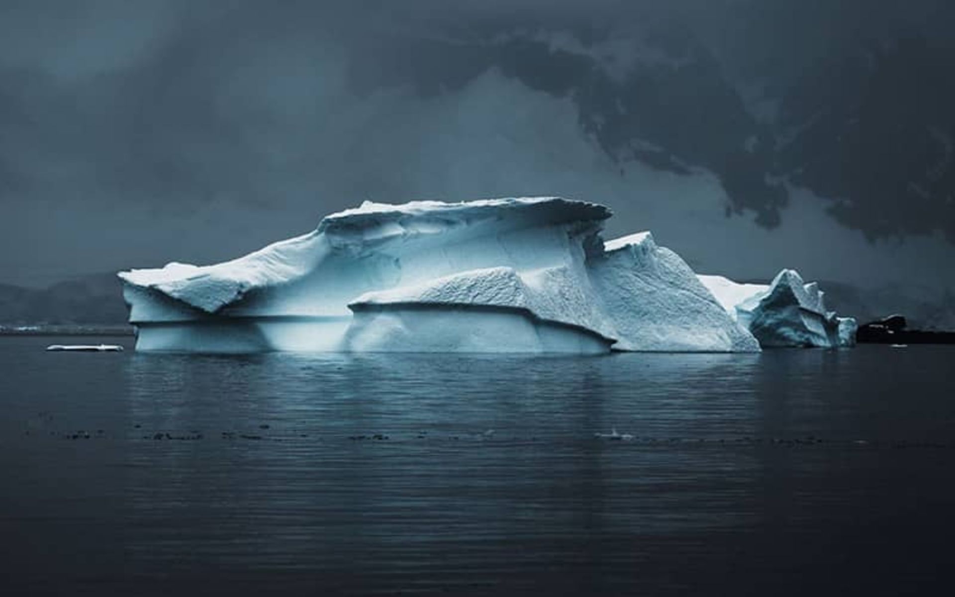 کوه یخی بزرگی شناور در دریا