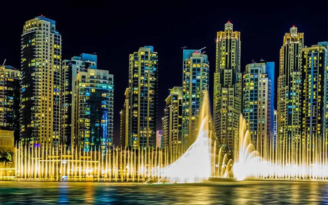 رقص فواره دبی در شب
