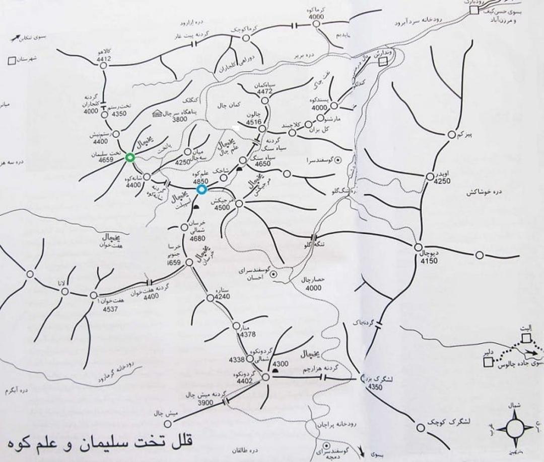 نقشه صعود به علم کوه