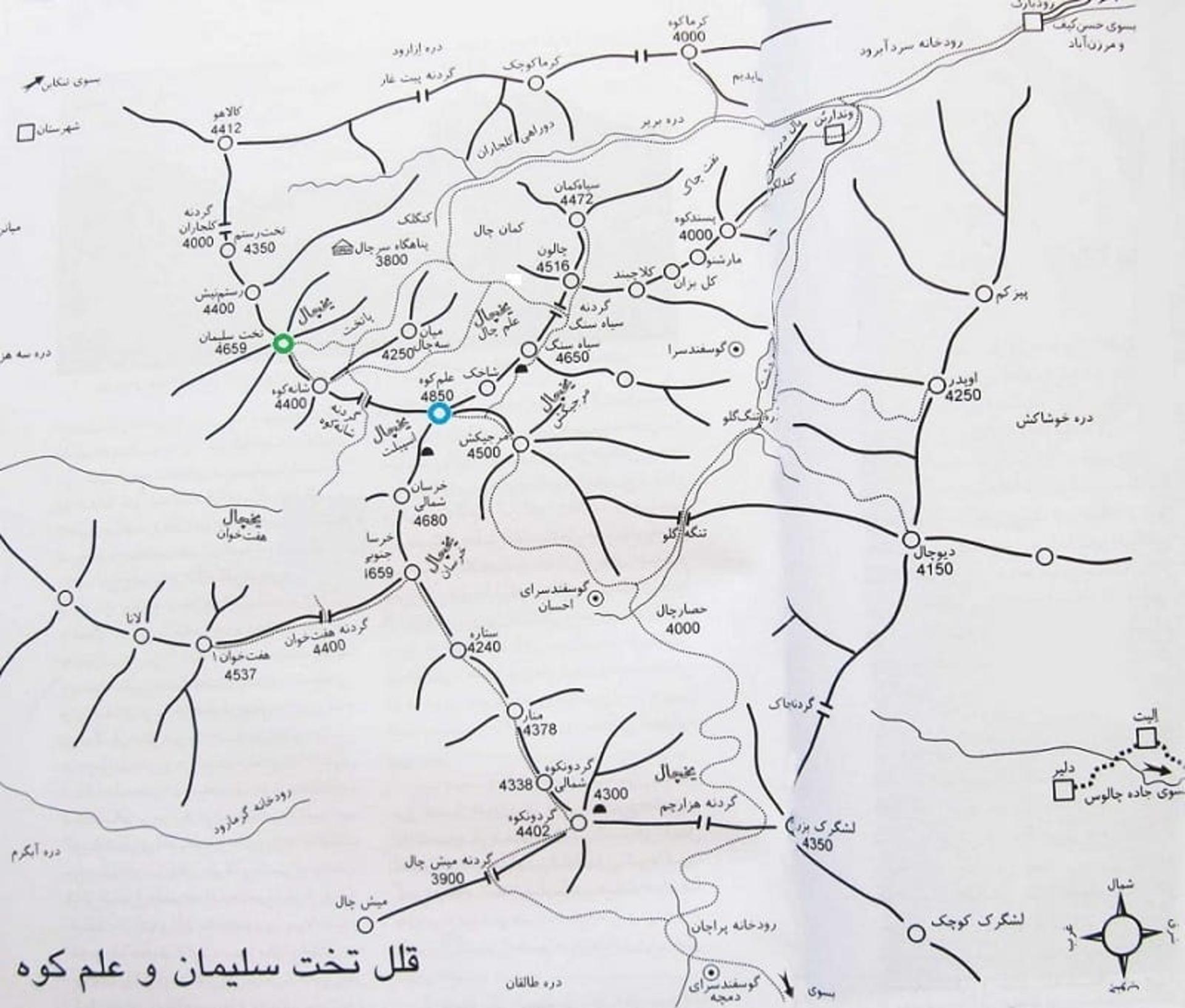 نقشه صعود به علم کوه