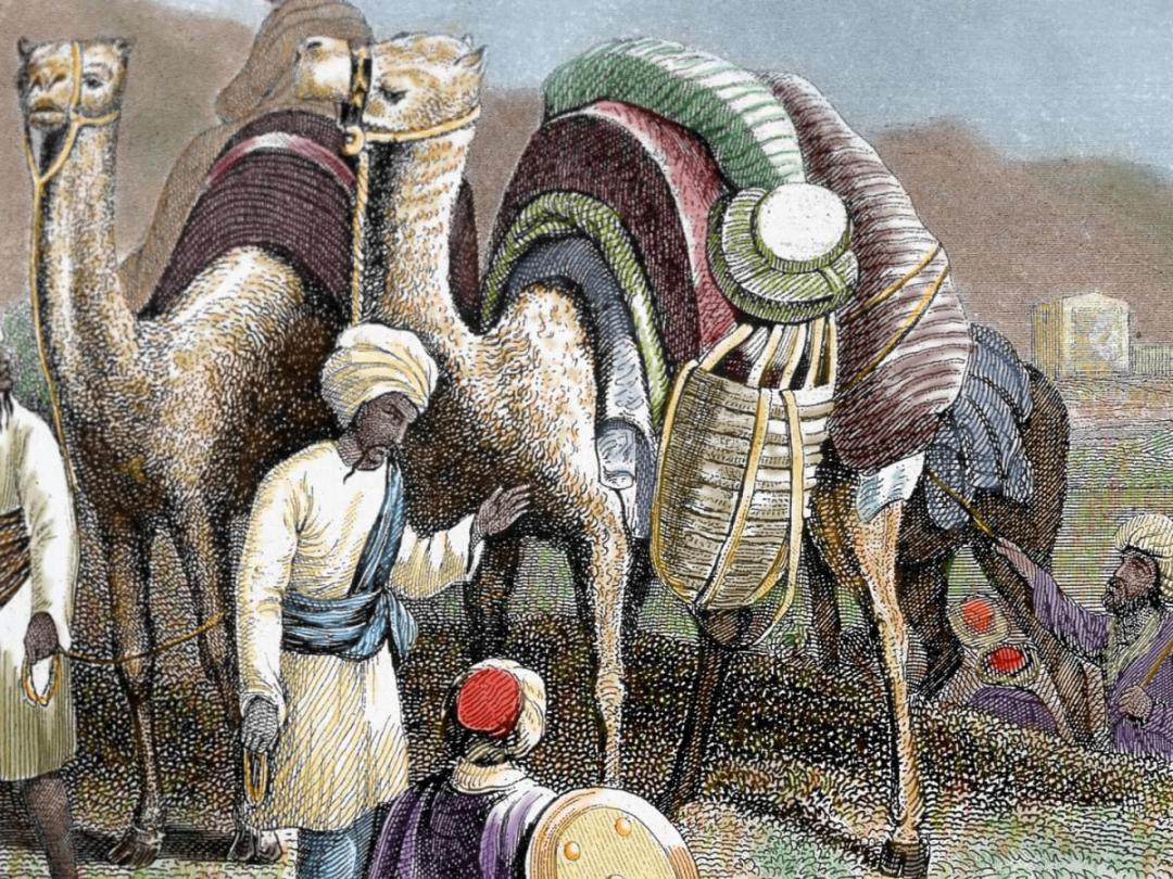 تصویر تاریخی از کاروان تجاری در جاده ابریشم