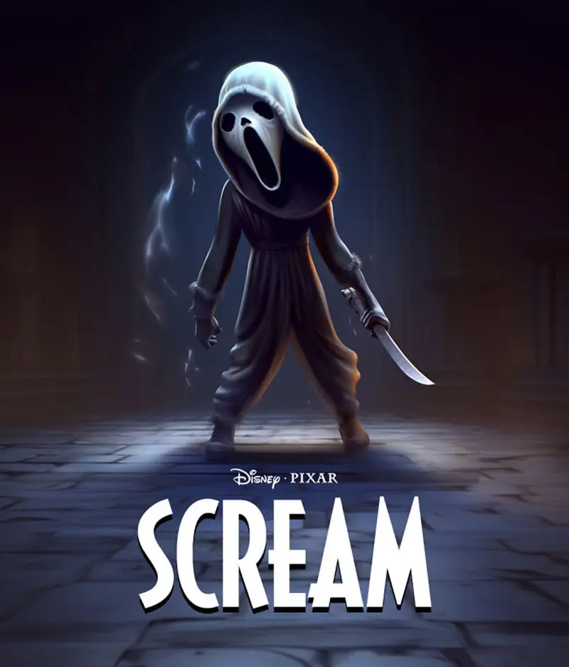 پوستر فیلم Scream به سبک پیکسار