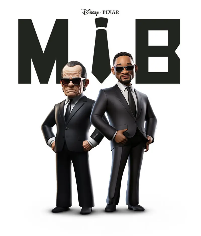 طراحی پوستر فیلم Mib (Men in Black) به سبک پیکسار